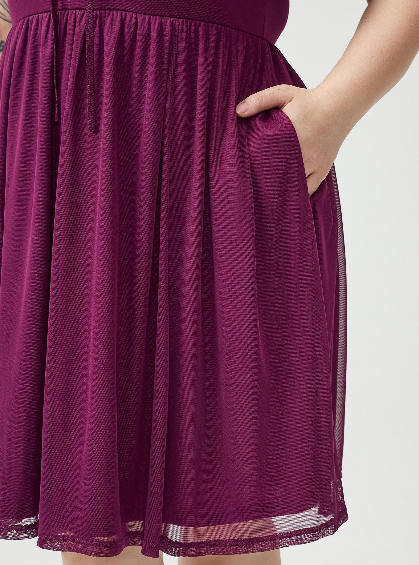 Flutter Sleeve Mesh Mini Dress, PLUM CASPIA, alternate