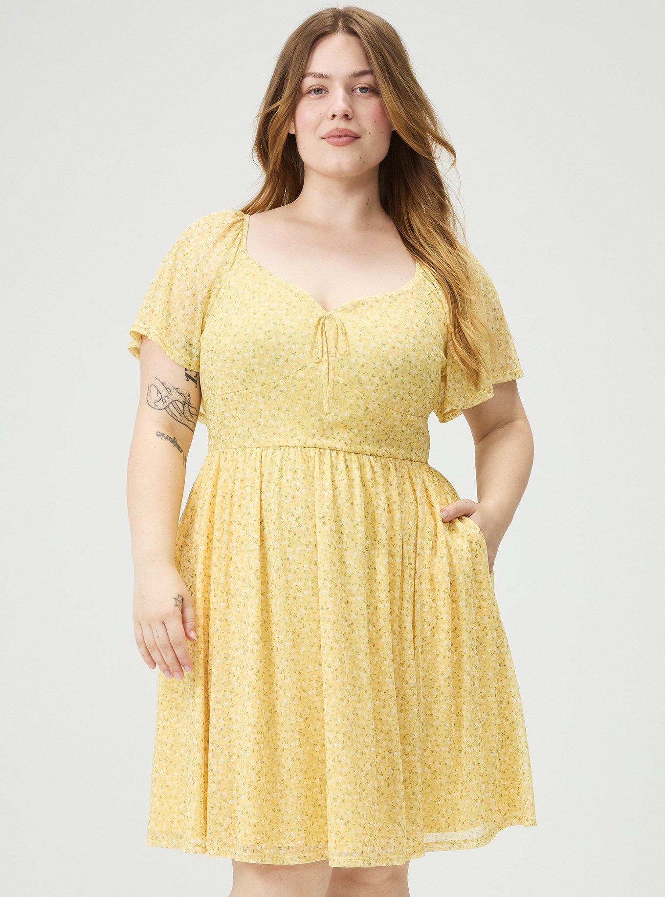 Plus Size - Flutter Sleeve Mesh Mini Dress - Torrid