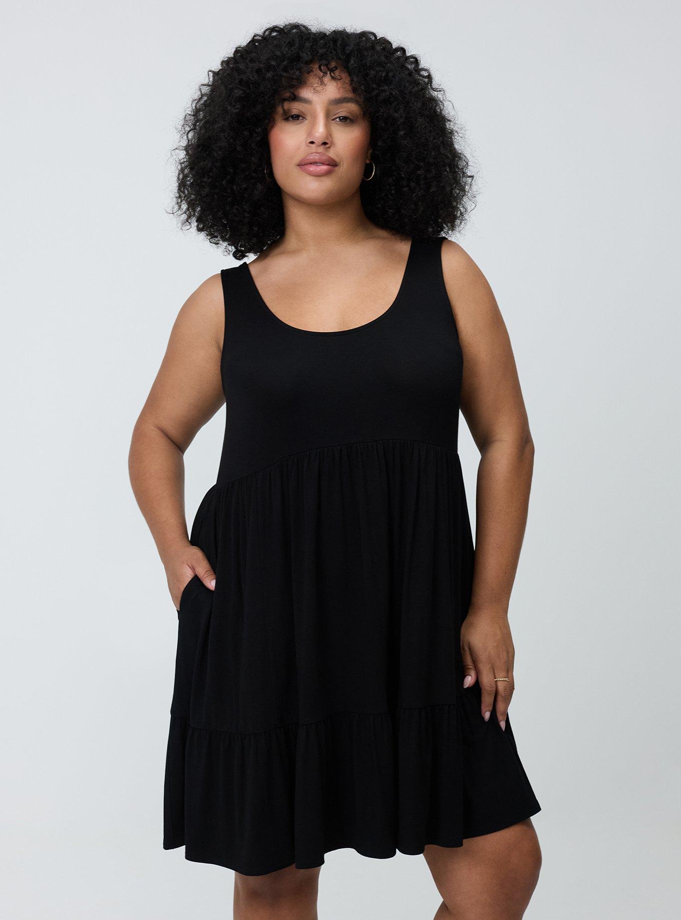Tiered Tank Mini Dress, DEEP BLACK, alternate