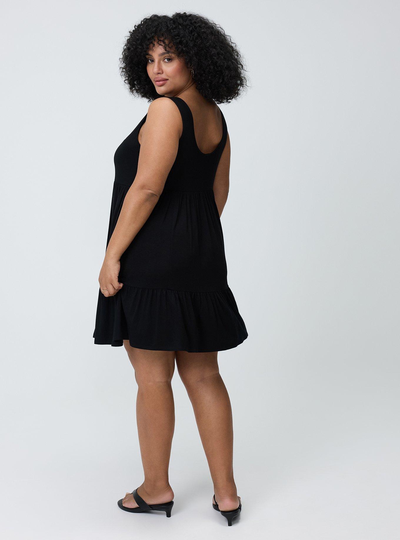 Tiered Tank Mini Dress, DEEP BLACK, alternate