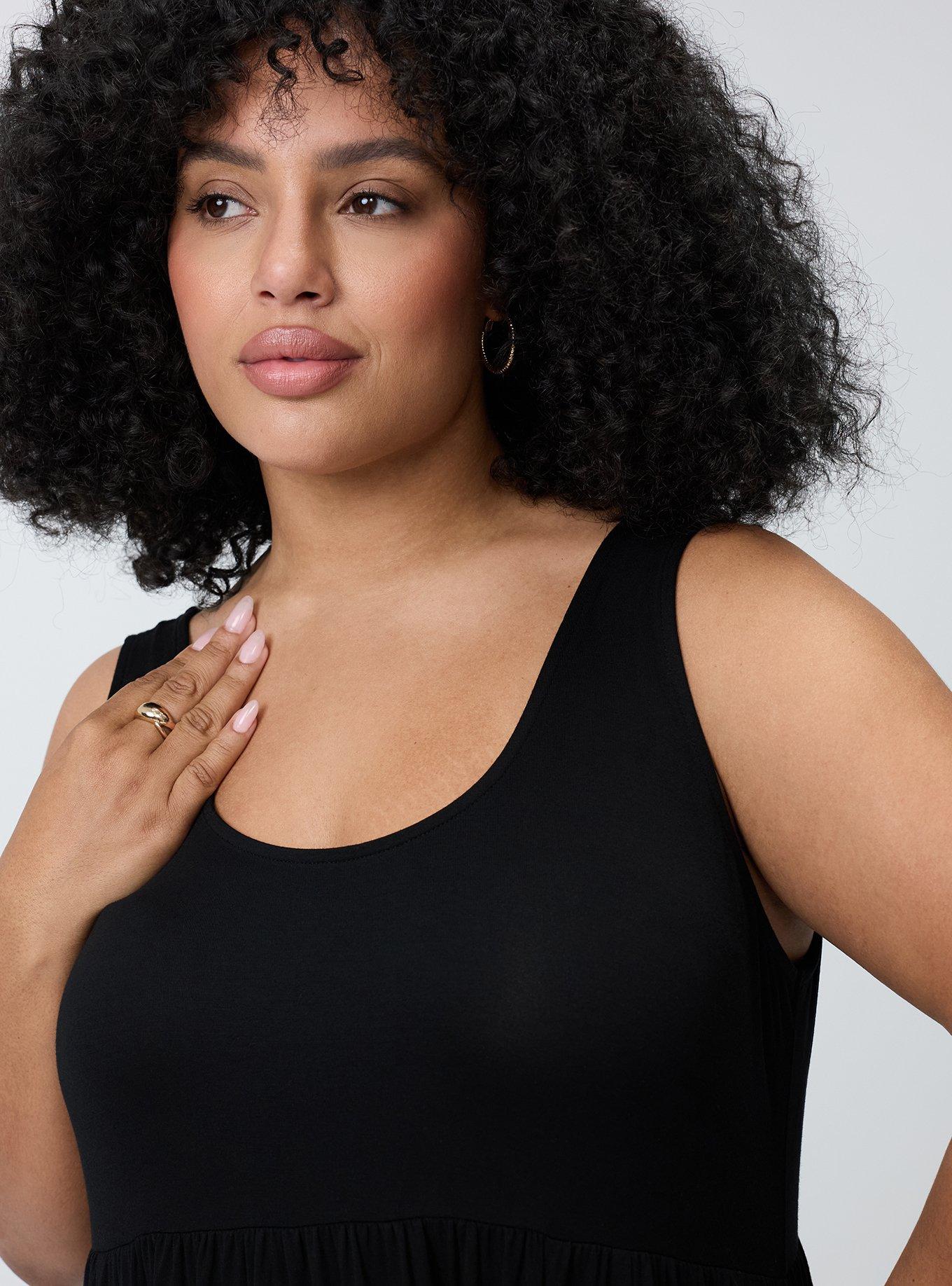 Tiered Tank Mini Dress, DEEP BLACK, alternate