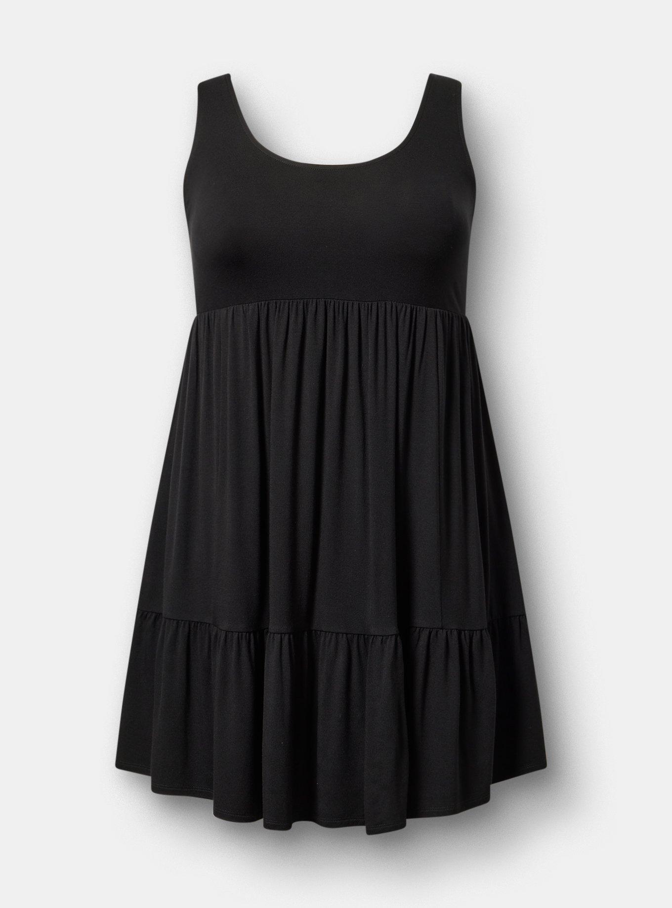 Tiered Tank Mini Dress, DEEP BLACK, hi-res