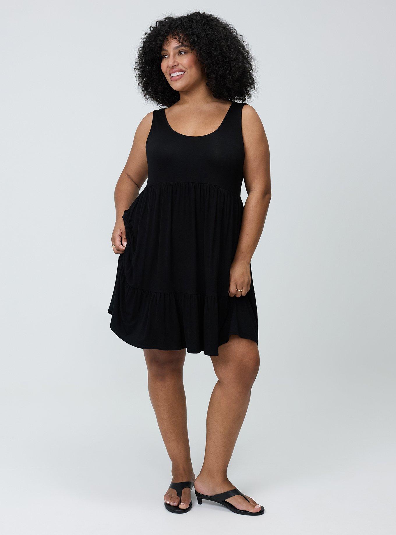 Tiered Tank Mini Dress, DEEP BLACK, hi-res