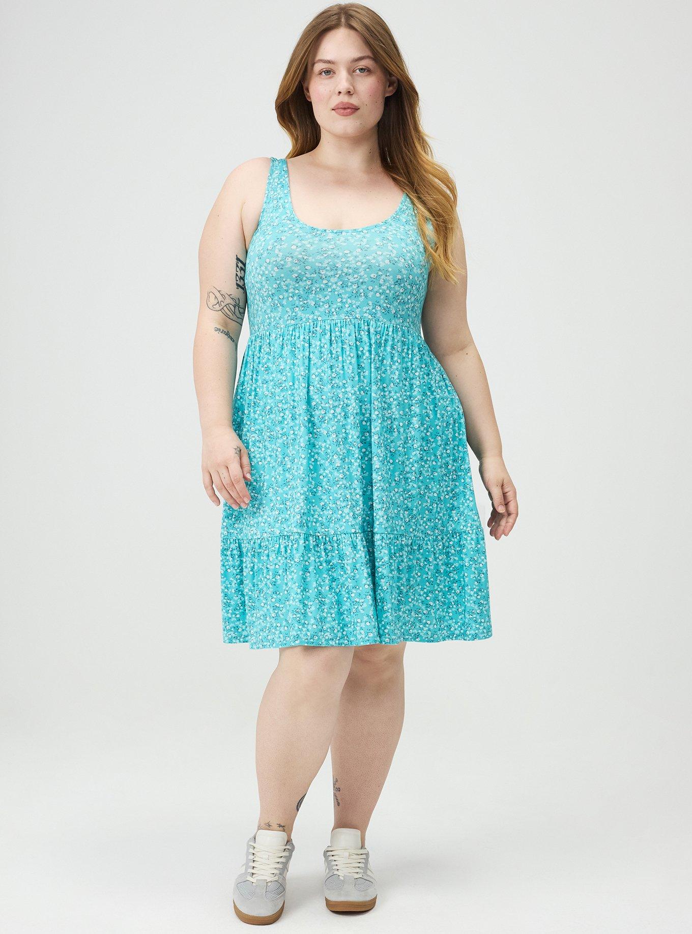 Tiered Tank Mini Dress, PAINTED DITSY FLORAL BLUE, alternate