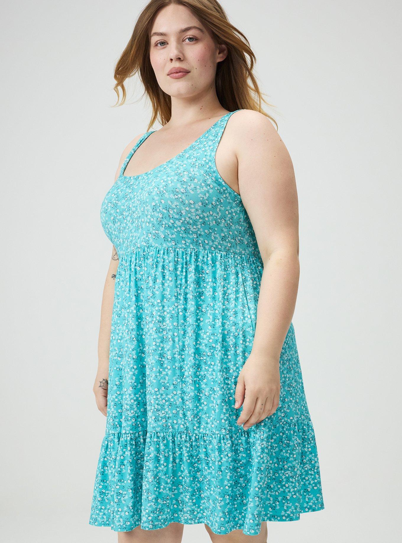 Tiered Tank Mini Dress, PAINTED DITSY FLORAL BLUE, alternate