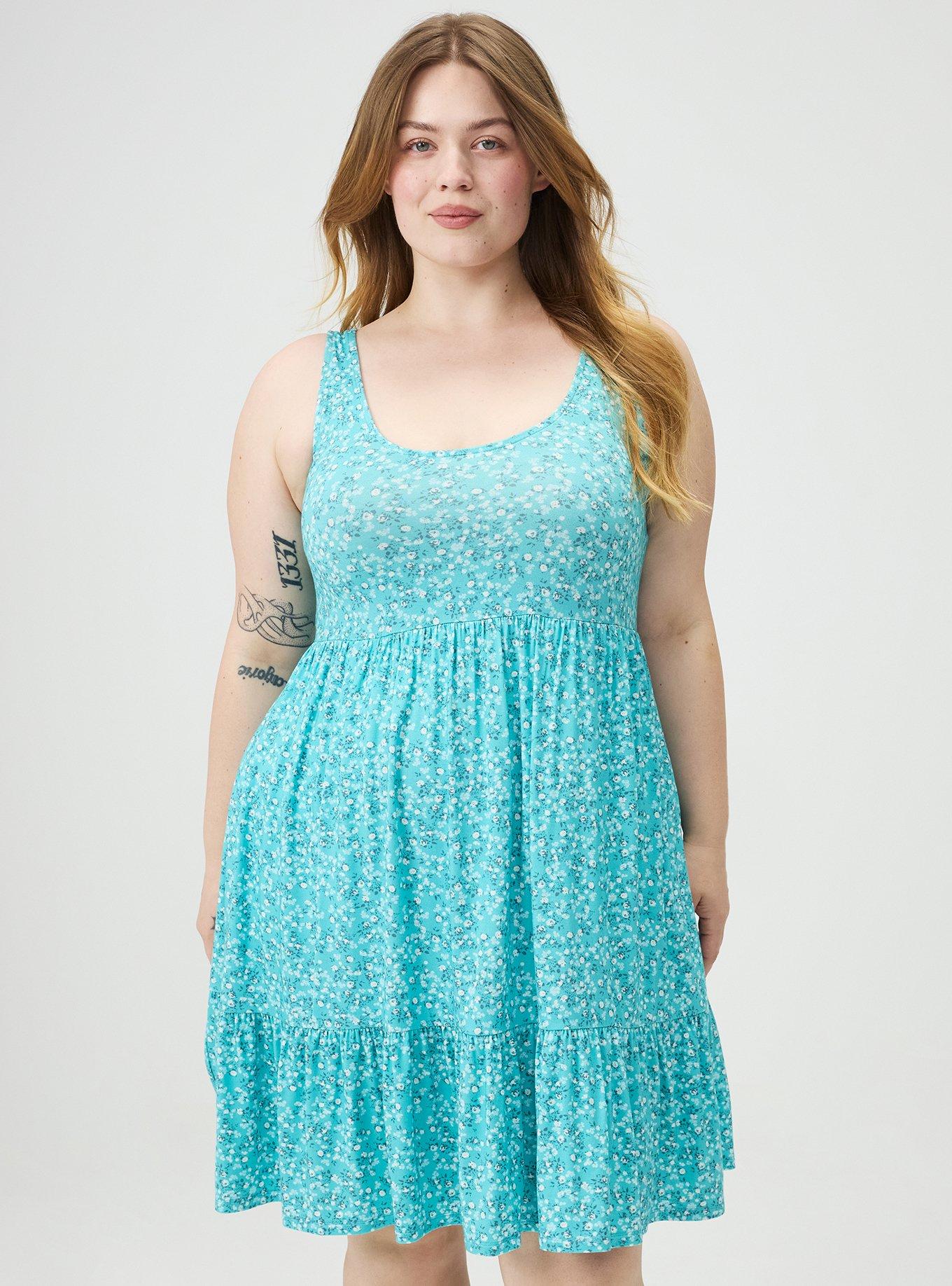 Tiered Tank Mini Dress, PAINTED DITSY FLORAL BLUE, hi-res