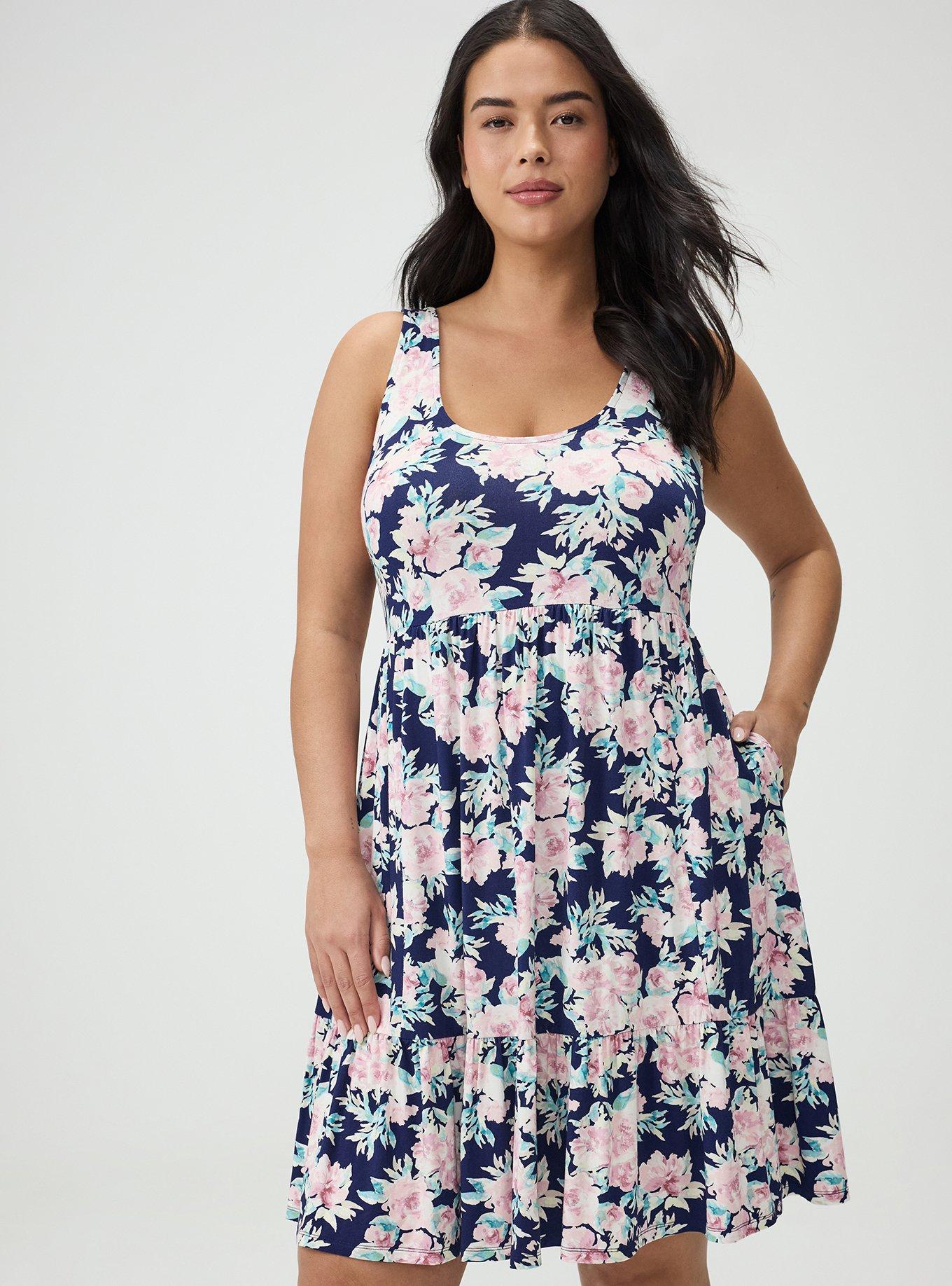 Tiered Tank Mini Dress, ARYA FLORAL ROSE FLORAL NAVY LR, alternate