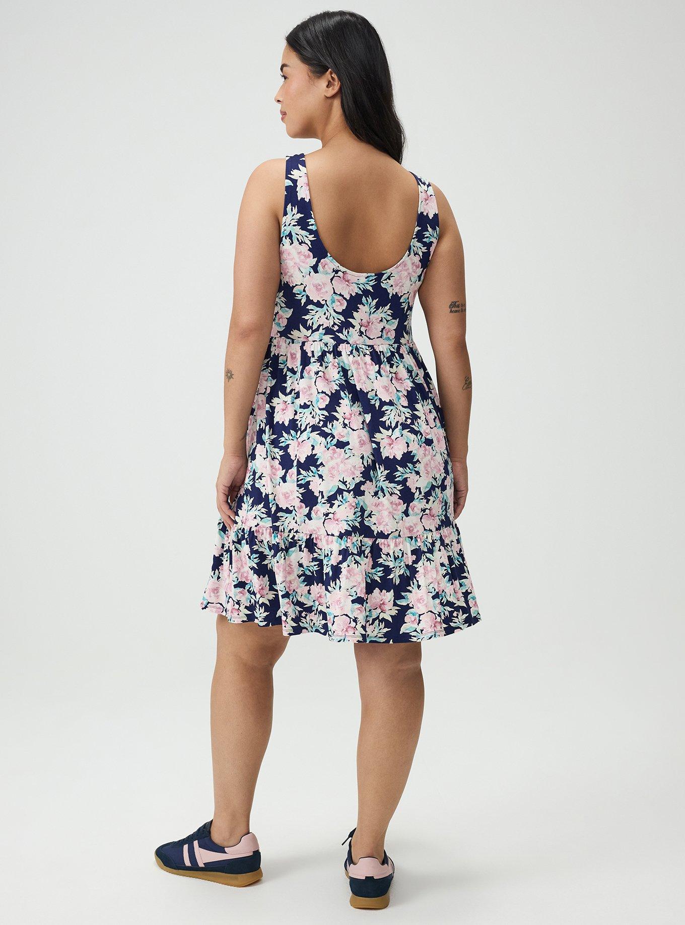 Tiered Tank Mini Dress, ARYA FLORAL ROSE FLORAL NAVY LR, alternate