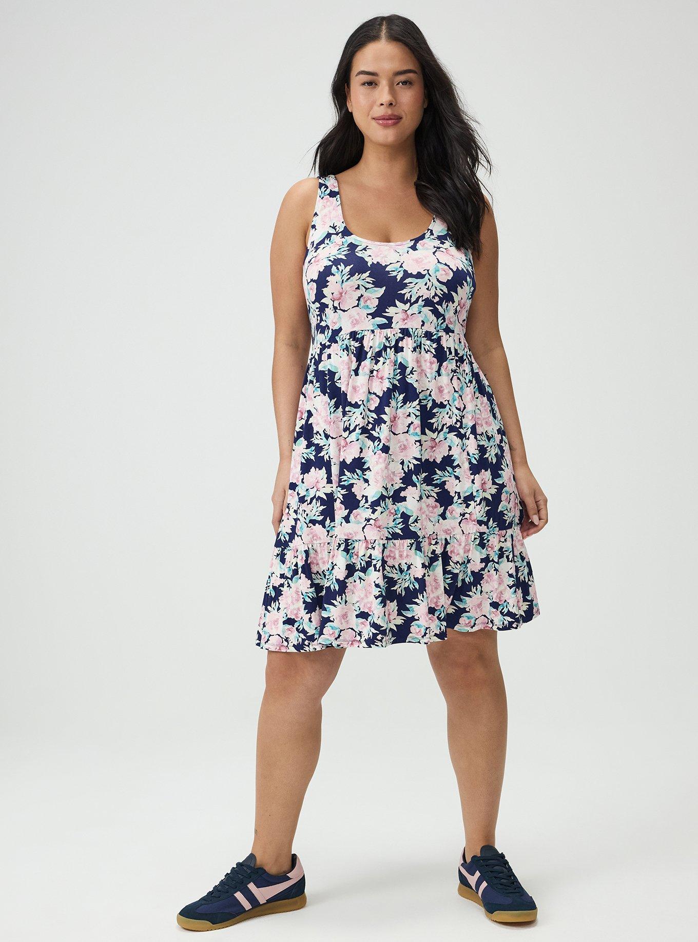 Tiered Tank Mini Dress, ARYA FLORAL ROSE FLORAL NAVY LR, alternate