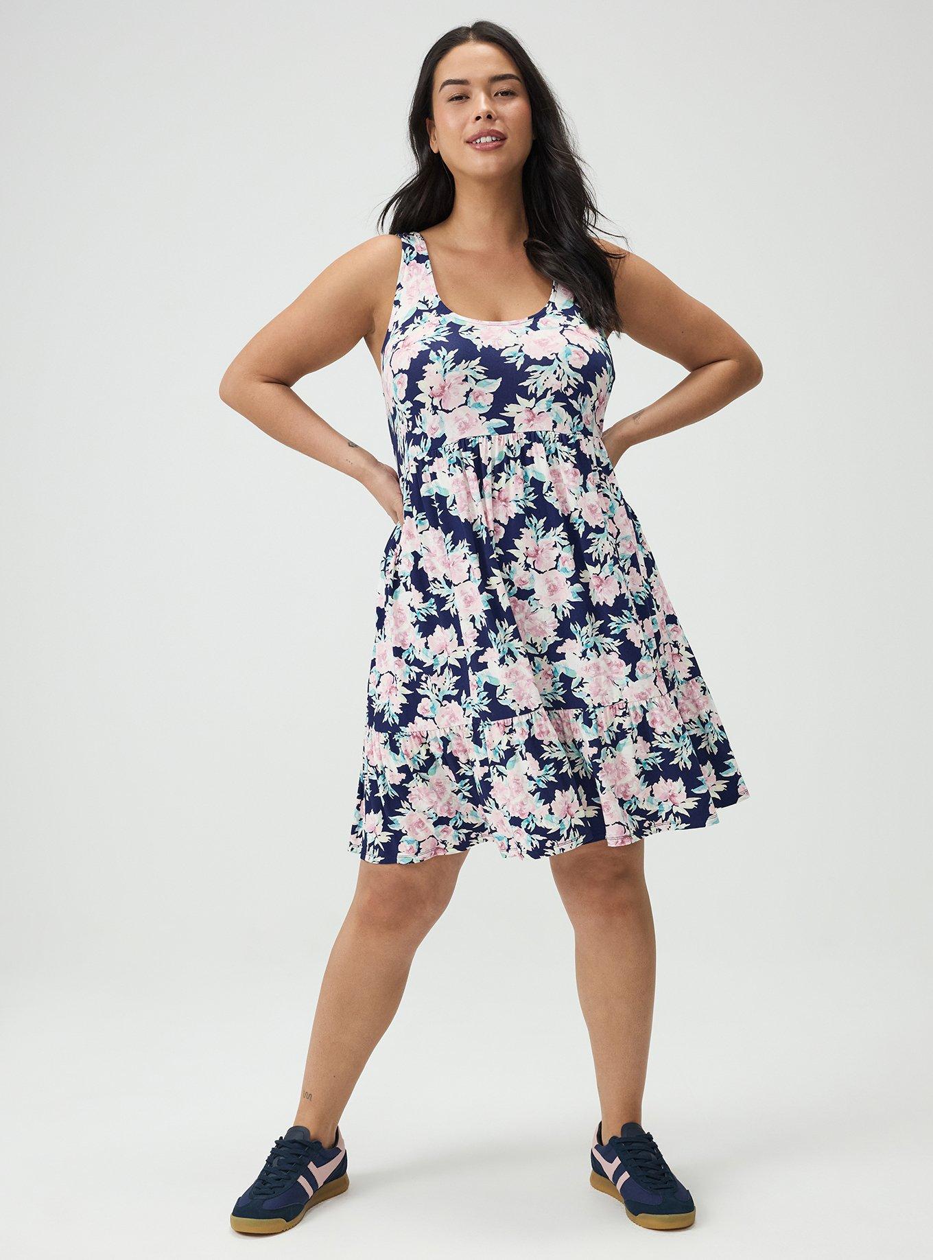 Tiered Tank Mini Dress, ARYA FLORAL ROSE FLORAL NAVY LR, hi-res