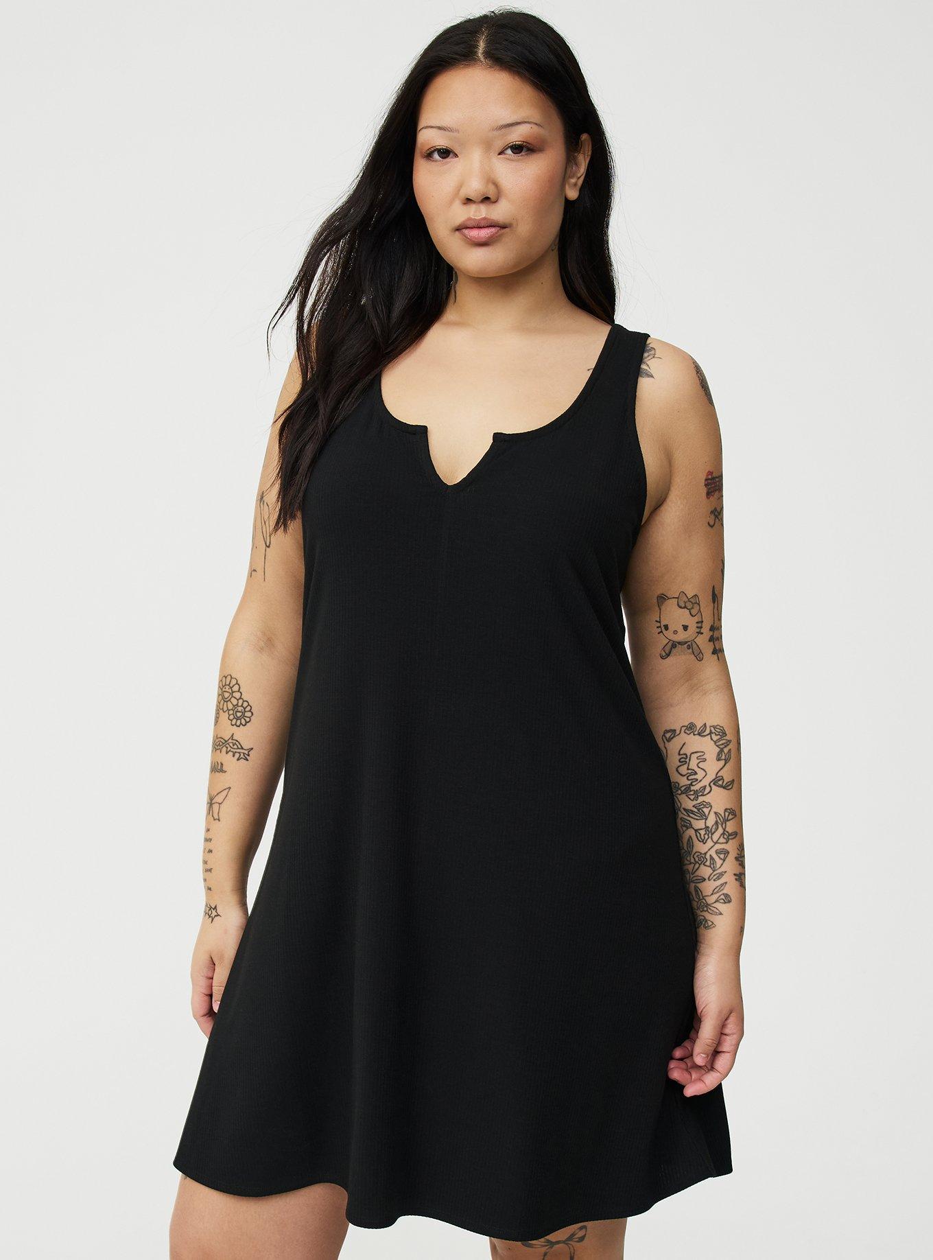 Super Soft RIb Mini Dress, DEEP BLACK, alternate