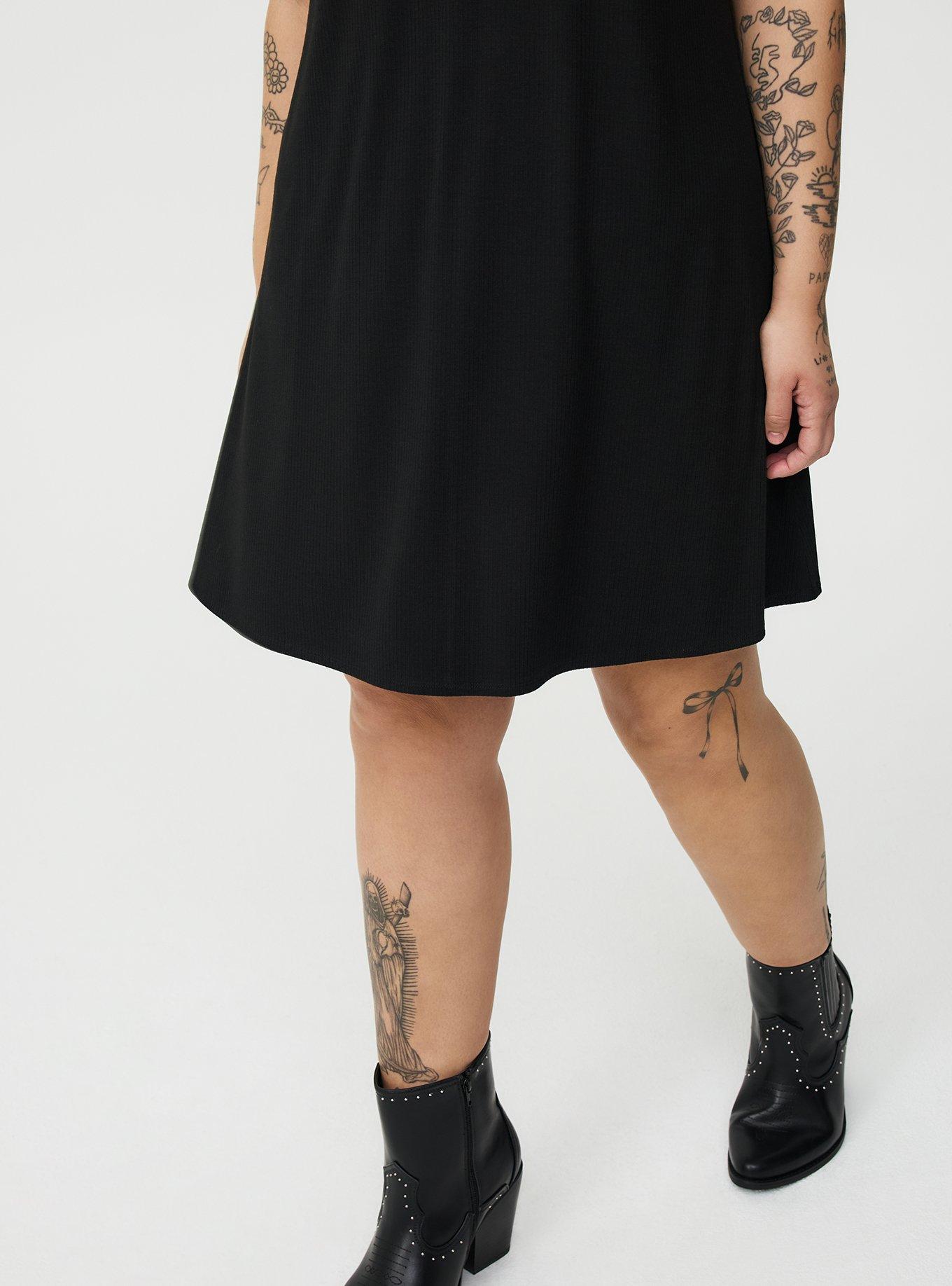Super Soft RIb Mini Dress, DEEP BLACK, alternate