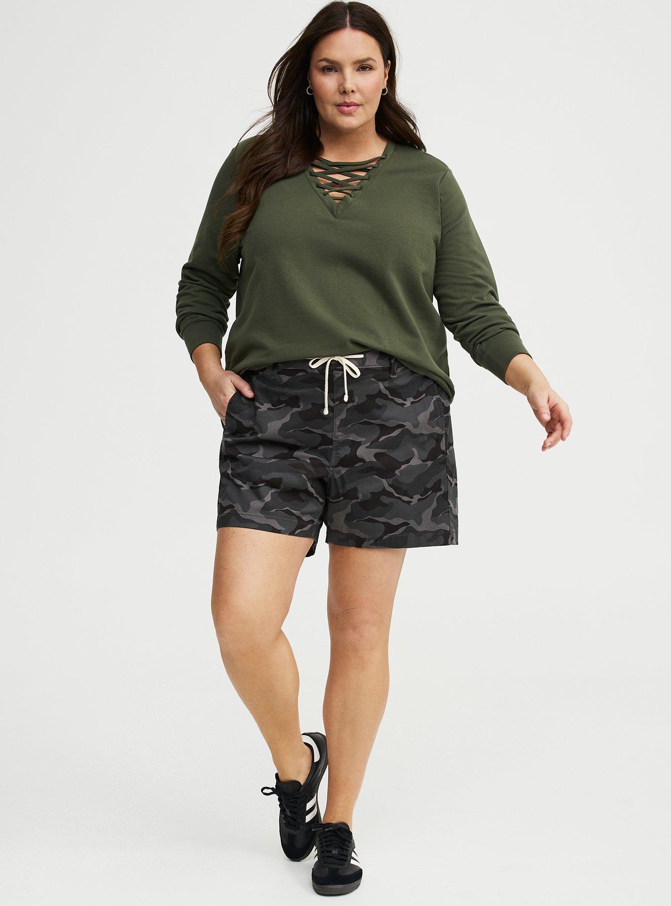 Super Soft Fleece Lace-Up Top, DEEP DEPTHS, alternate