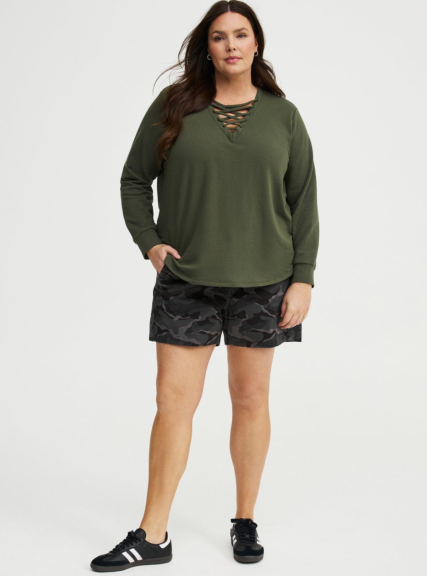 Super Soft Fleece Lace-Up Top, DEEP DEPTHS, alternate