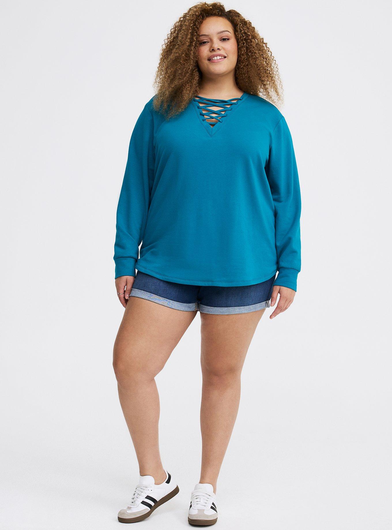 Super Soft Fleece Lace-Up Top, OCEAN DEPTHS, alternate