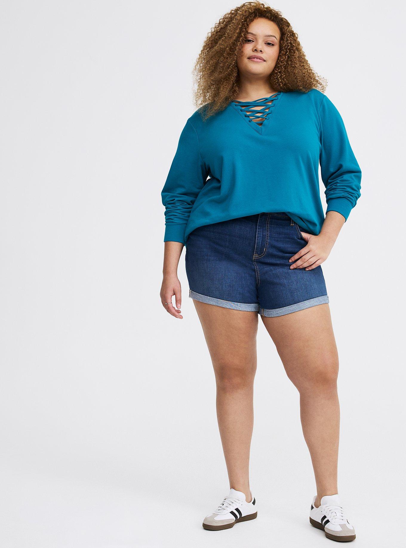 Super Soft Fleece Lace-Up Top, OCEAN DEPTHS, alternate