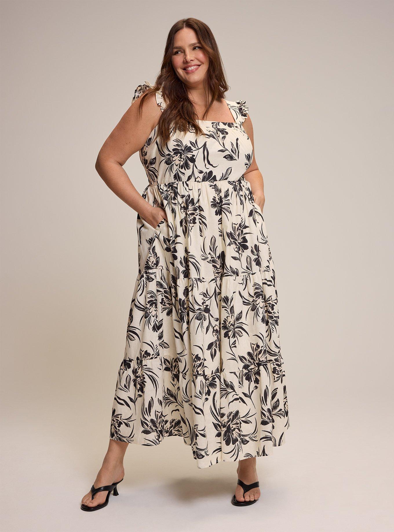 Plus Size - Belle Isle Flutter Sleeve Tiered Maxi Dress - Torrid