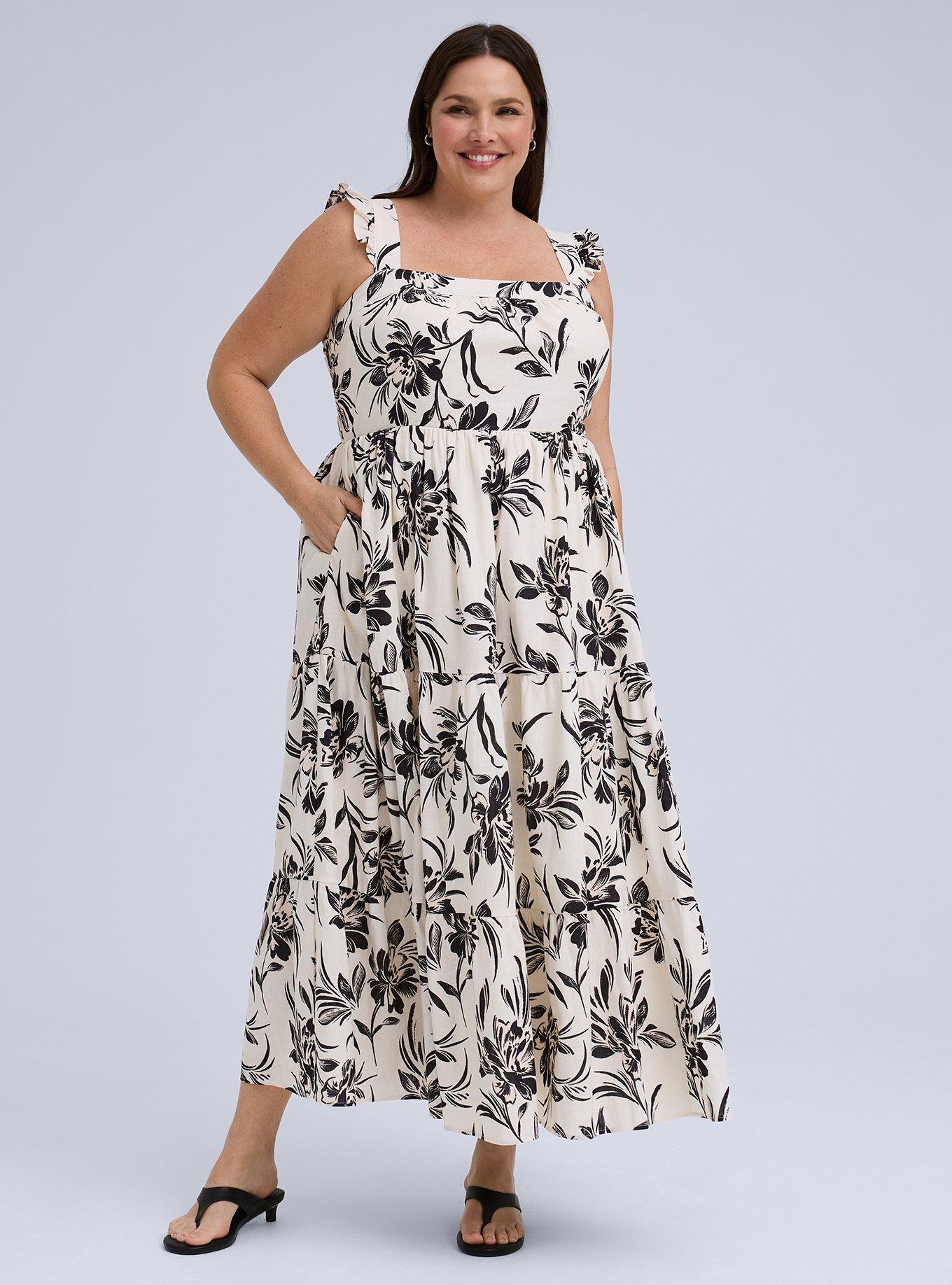 Belle Isle Flutter Sleeve Tiered Maxi Dress, PEONY DANCE IVORY, hi-res