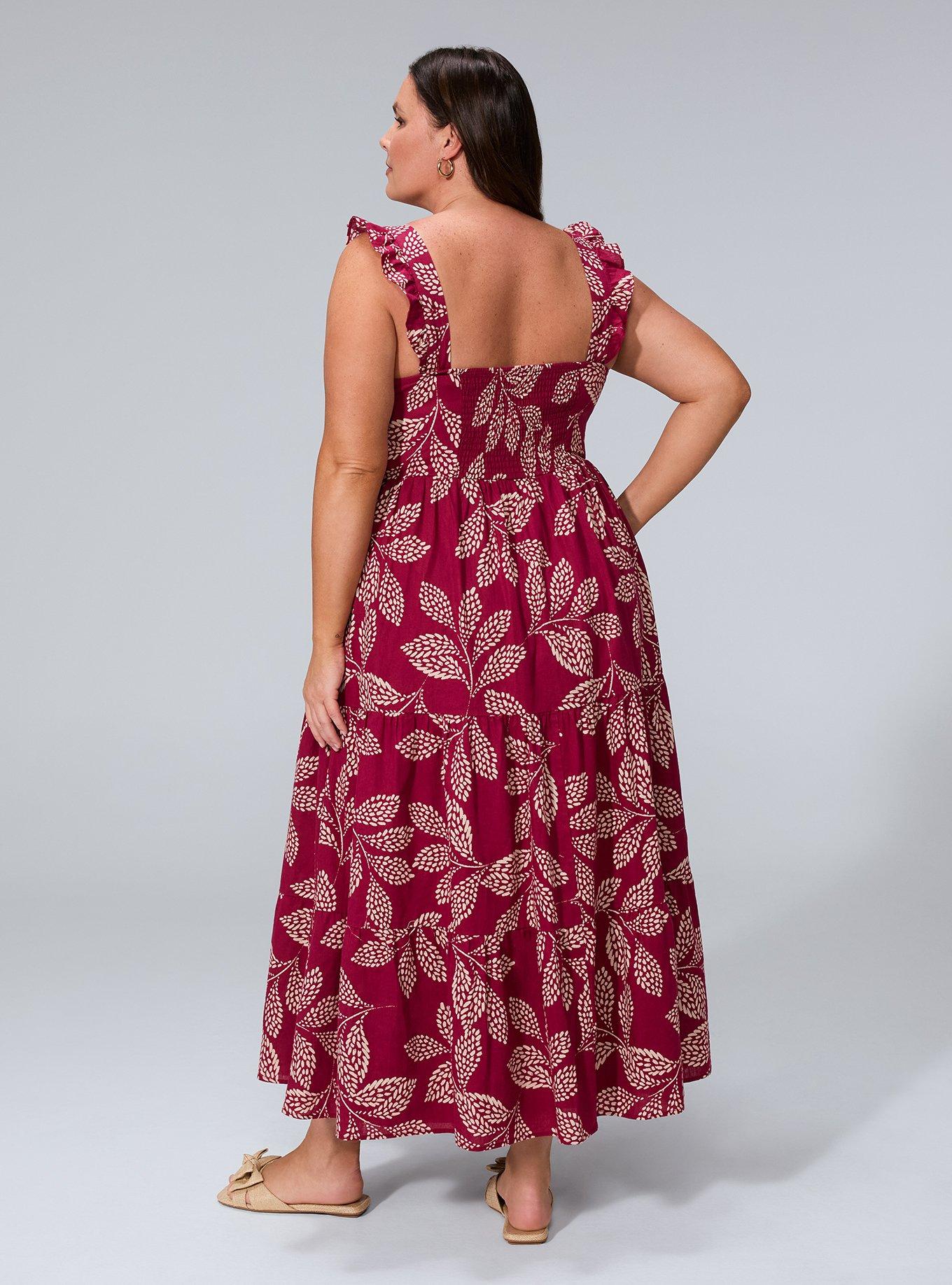 Belle Isle Flutter Sleeve Tiered Maxi Dress, COUNTRY LEAVES BURGUNDY, alternate