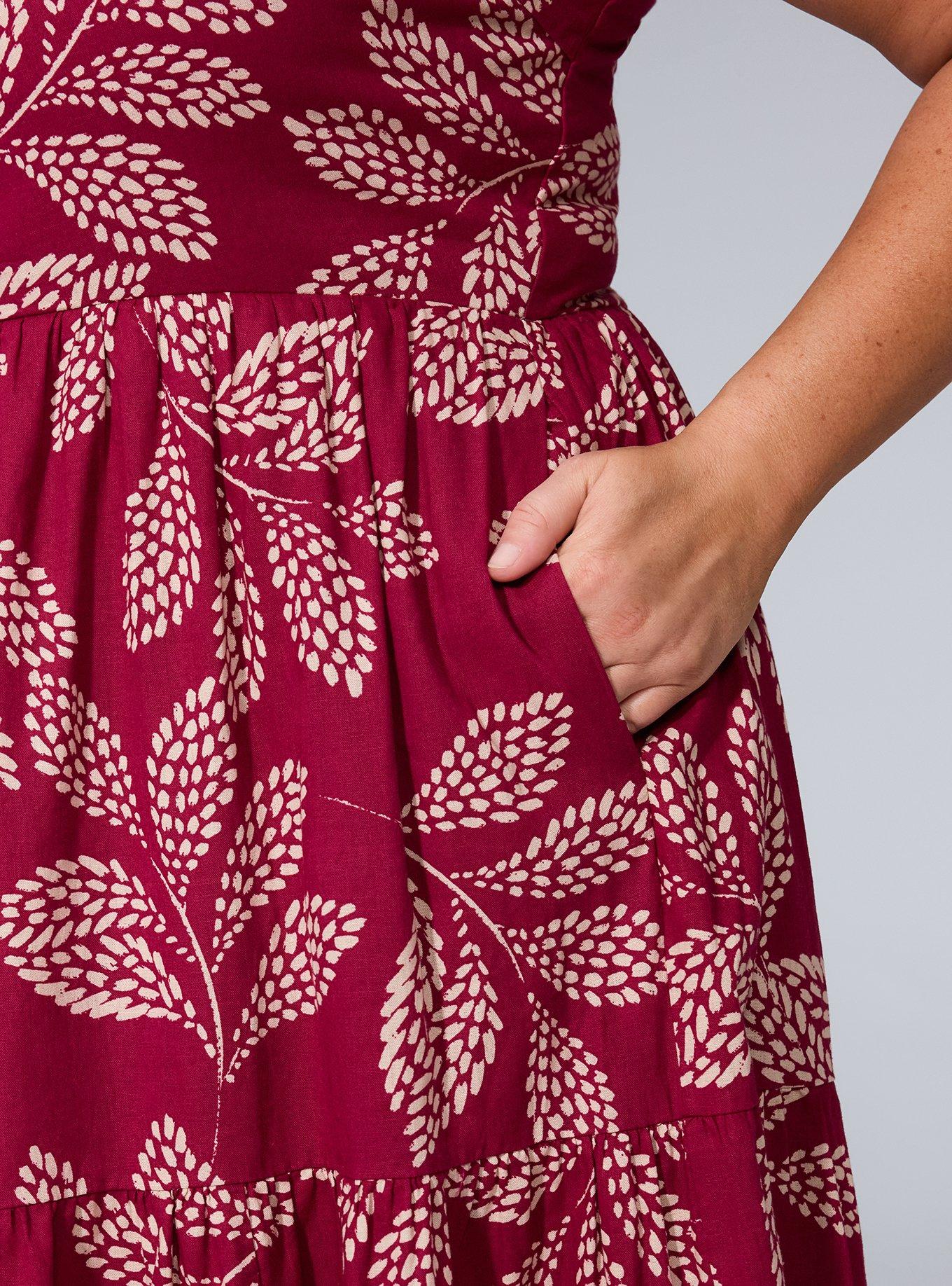 Belle Isle Flutter Sleeve Tiered Maxi Dress, COUNTRY LEAVES BURGUNDY, alternate