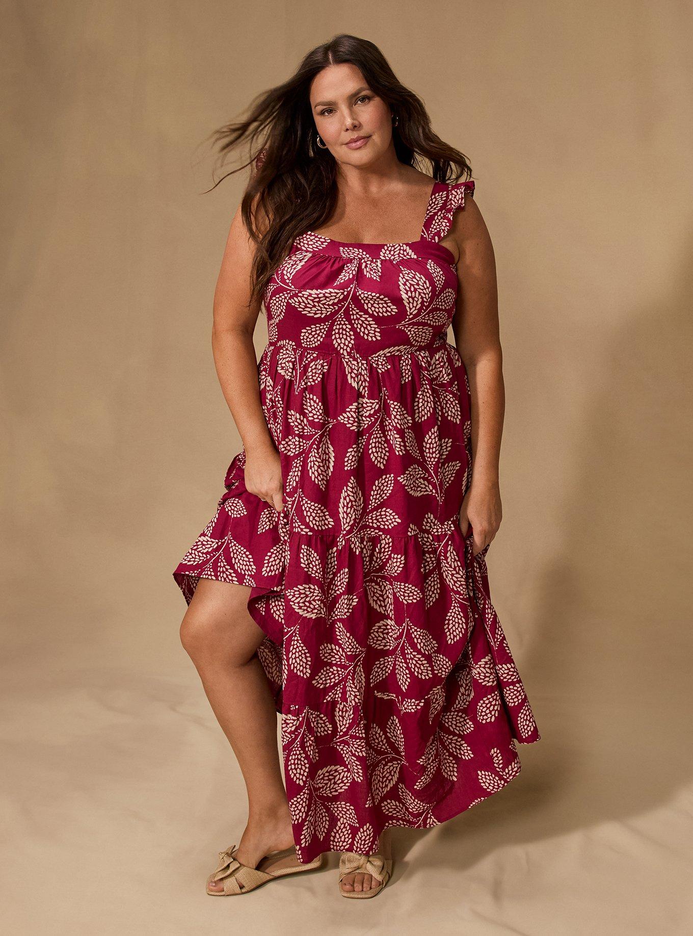 Plus Size - Belle Isle Flutter Sleeve Tiered Maxi Dress - Torrid