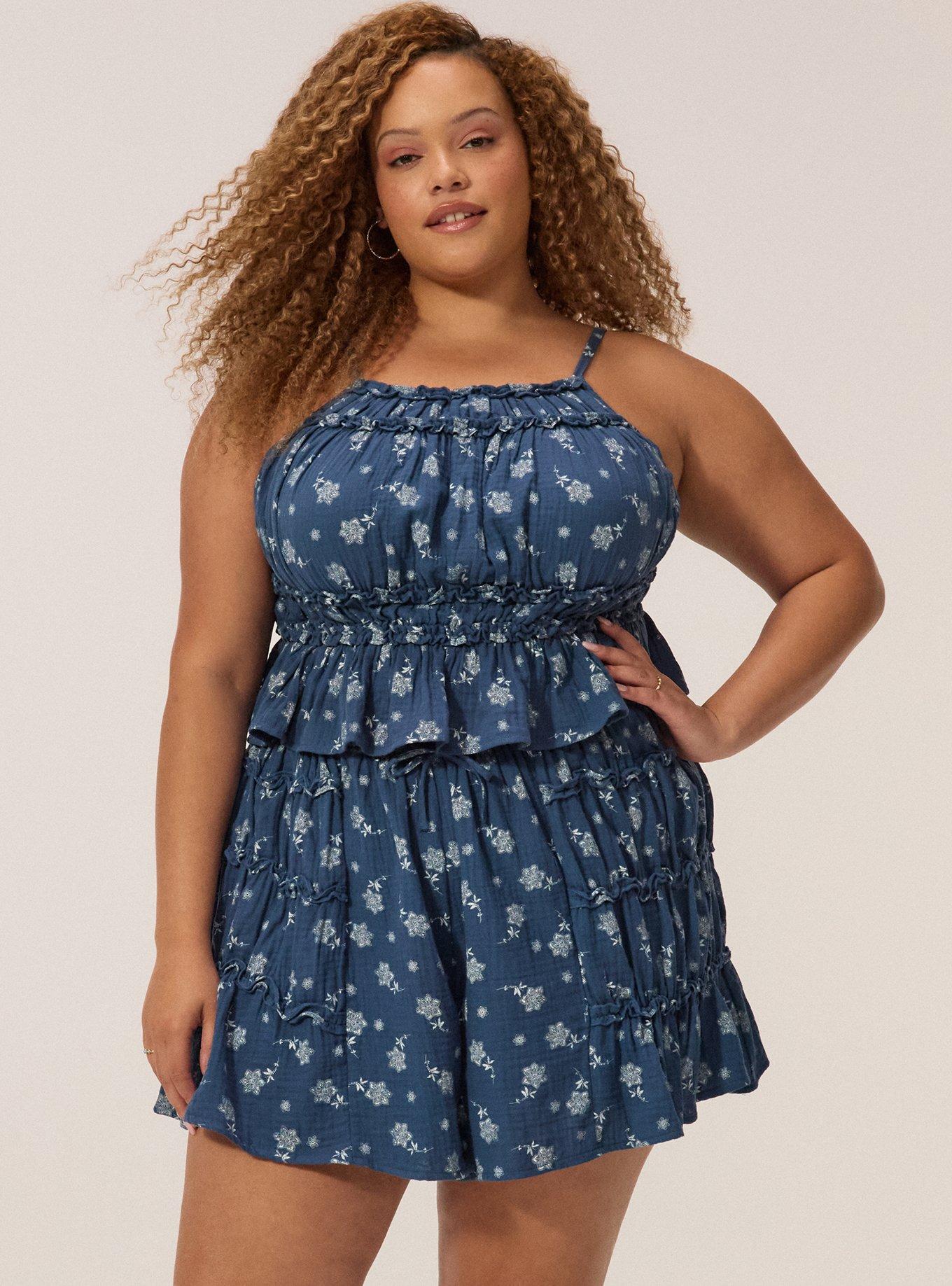 Festi Shirred Detail Tank & Short Set, CALLIA FLORAL NAVY, hi-res