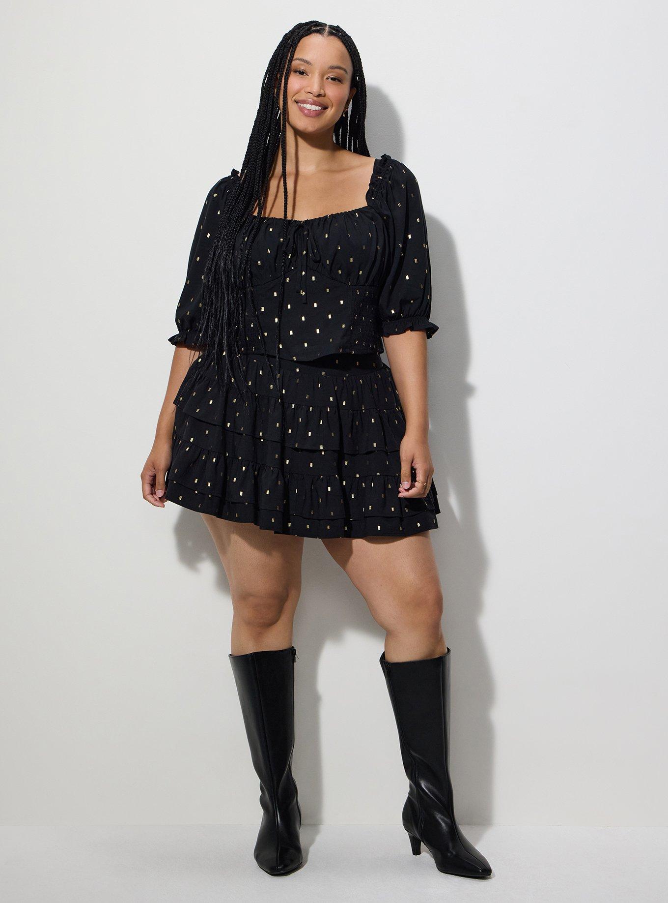 LoveSick Tiered Mini Skort, FIL COUPE BLACK, hi-res