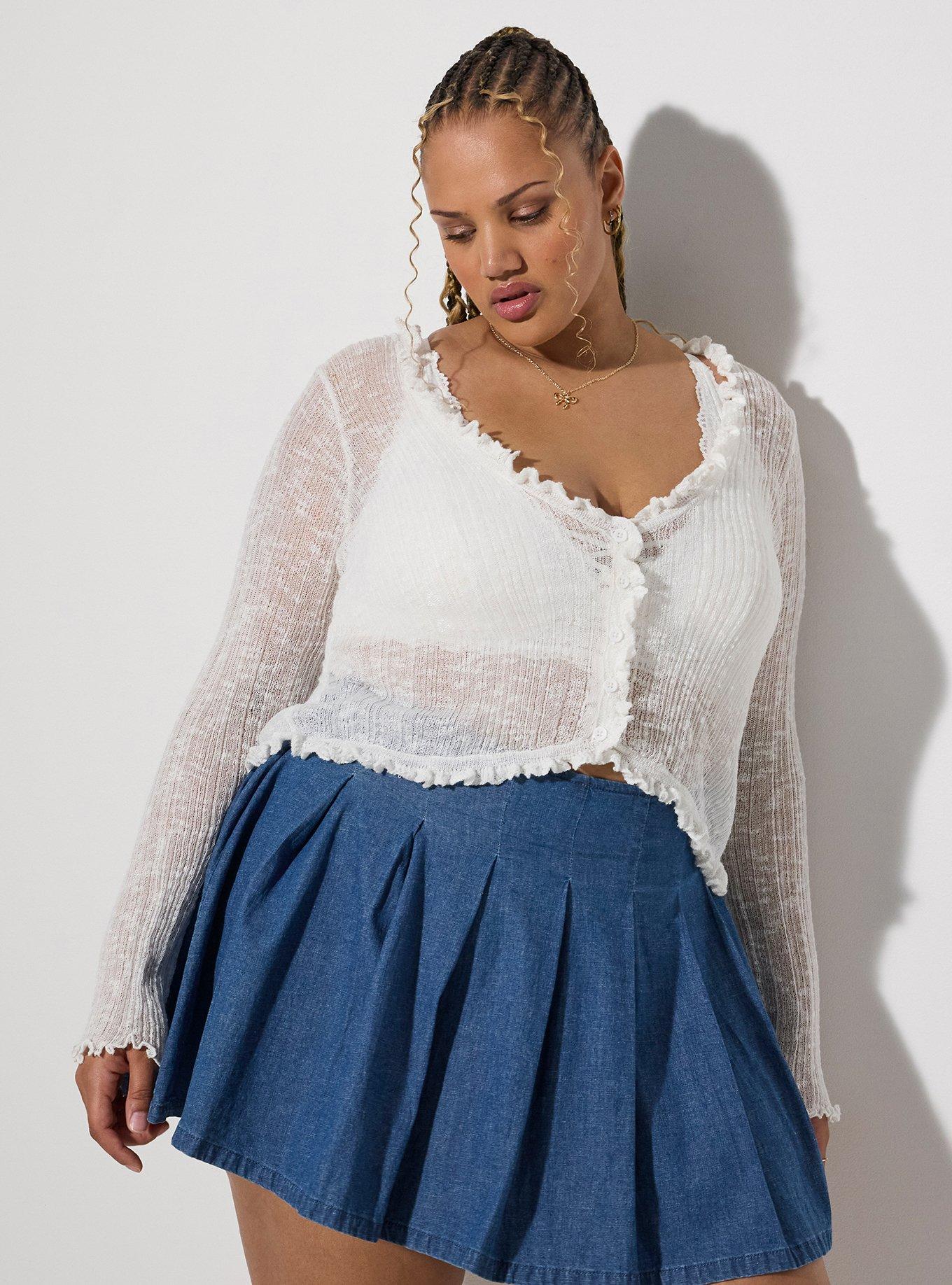 Plus Size - LoveSick Sheer Lettuce Edge Cardigan - Torrid