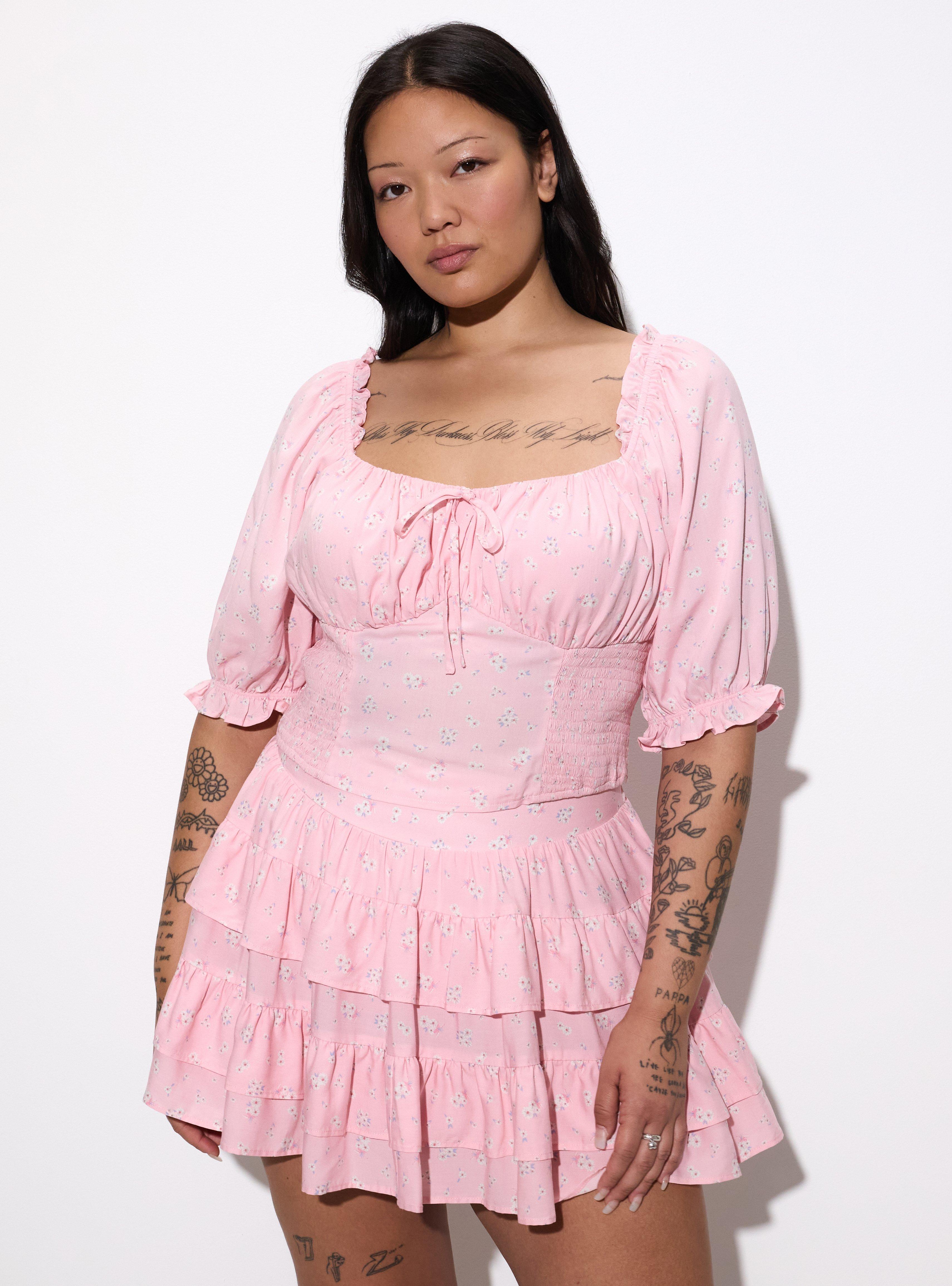 LoveSick Elbow Sleeve Smocked Top, FELICITY BOUQUET PINK, hi-res