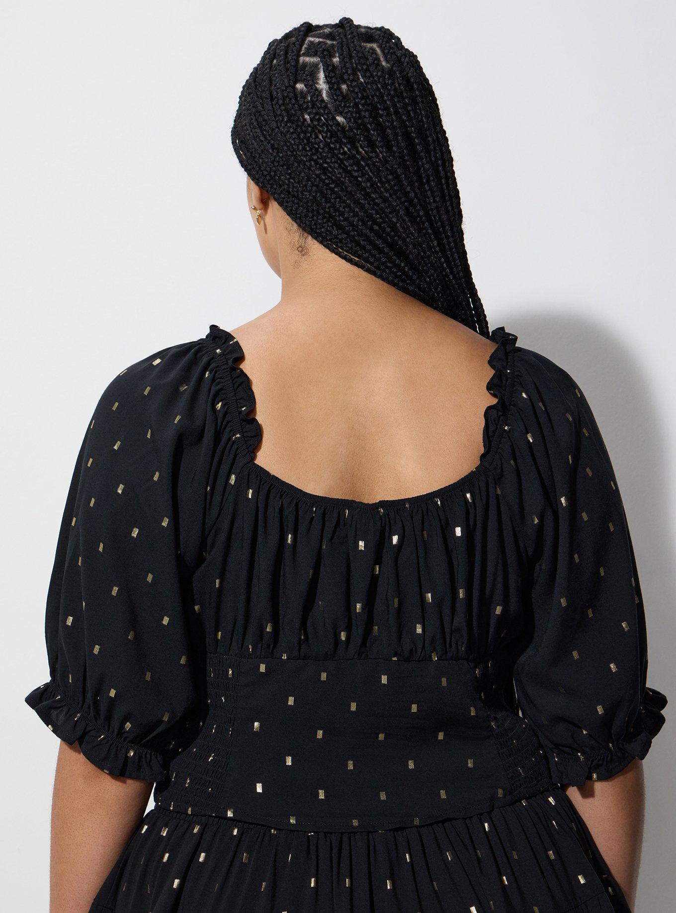 LoveSick Elbow Sleeve Smocked Top, FIL COUPE BLACK, alternate