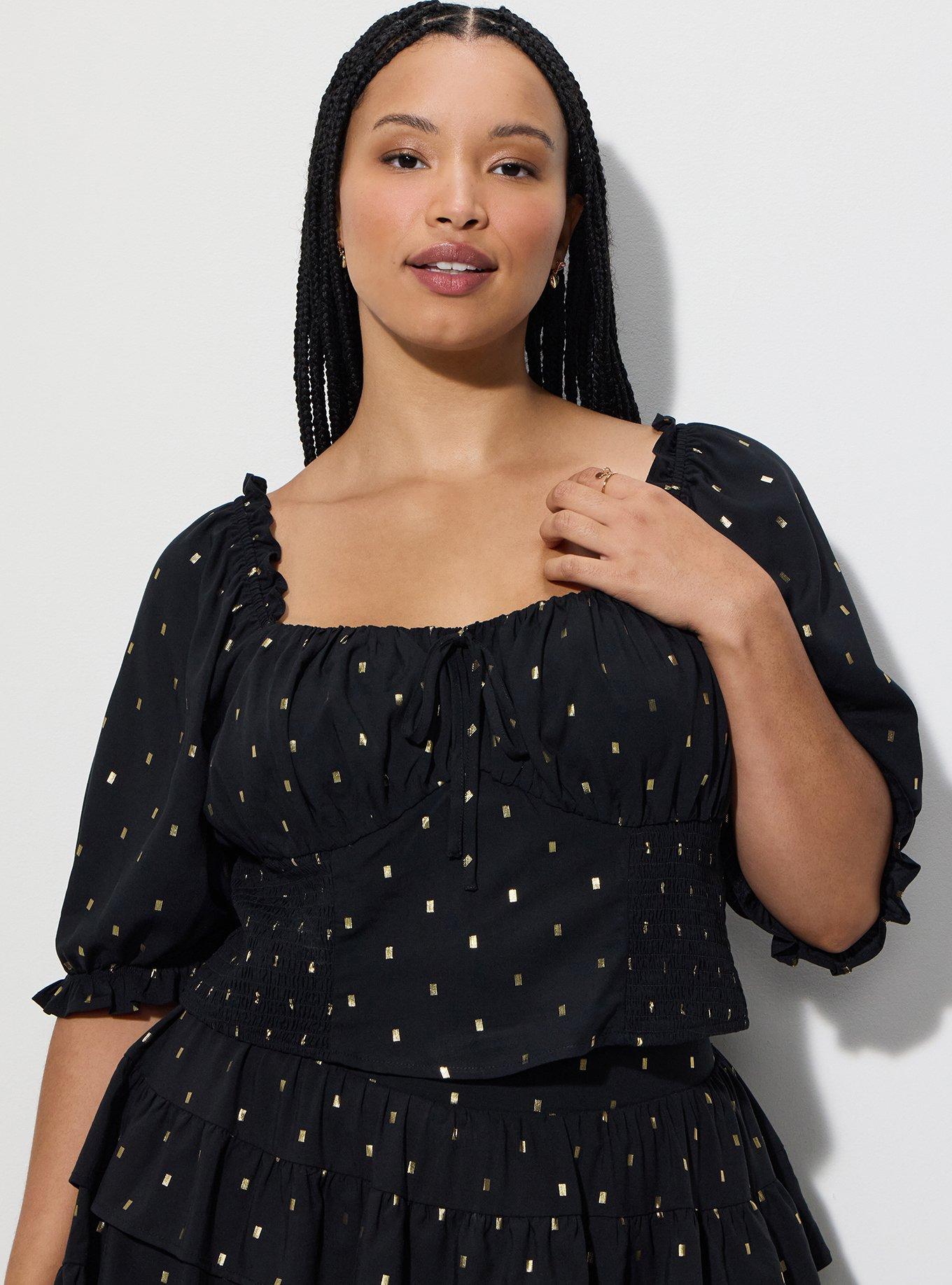 LoveSick Elbow Sleeve Smocked Top, FIL COUPE BLACK, hi-res