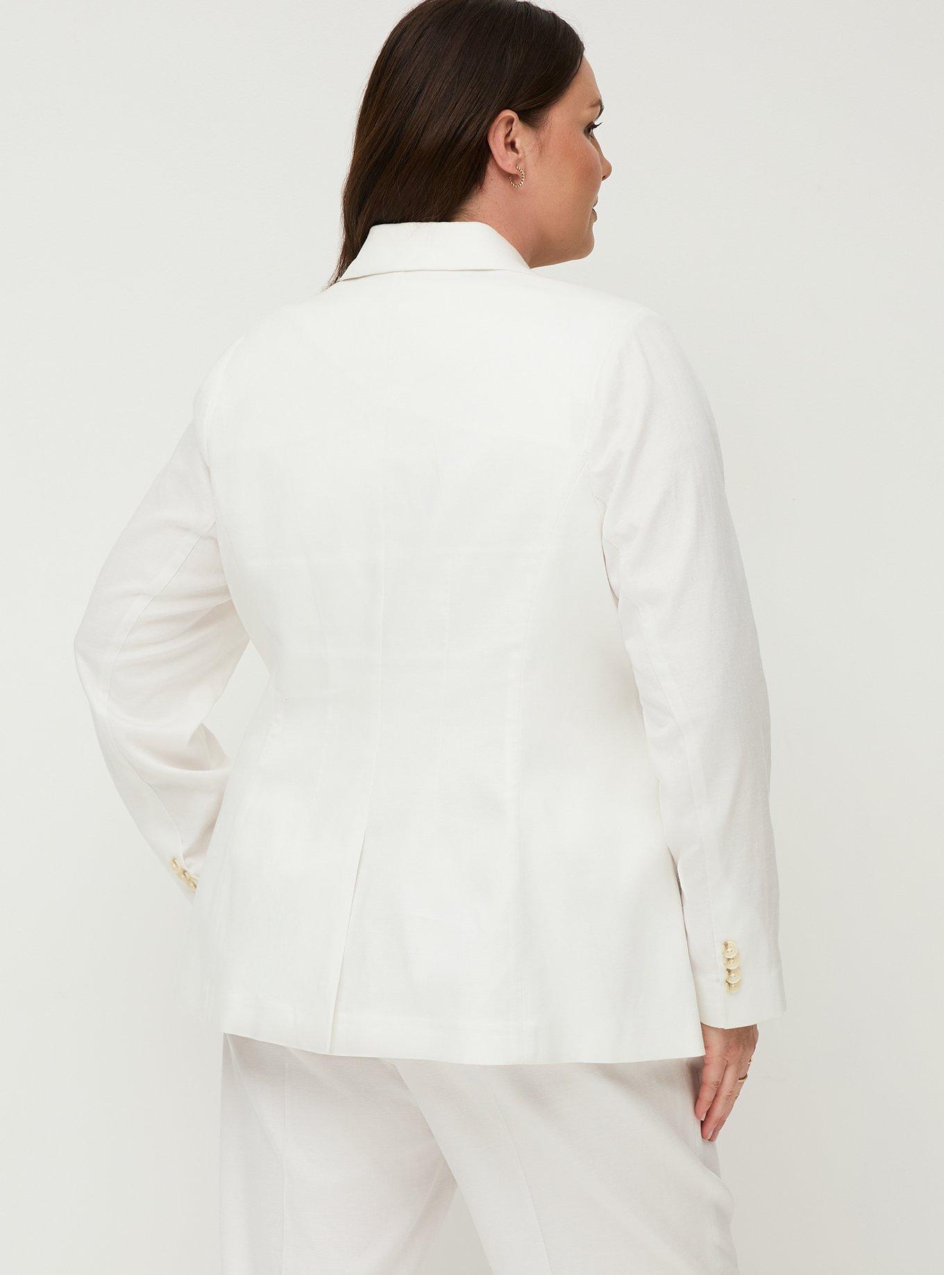 Studio Classic Linen-Blend Blazer, BLANC DE BLANC, alternate