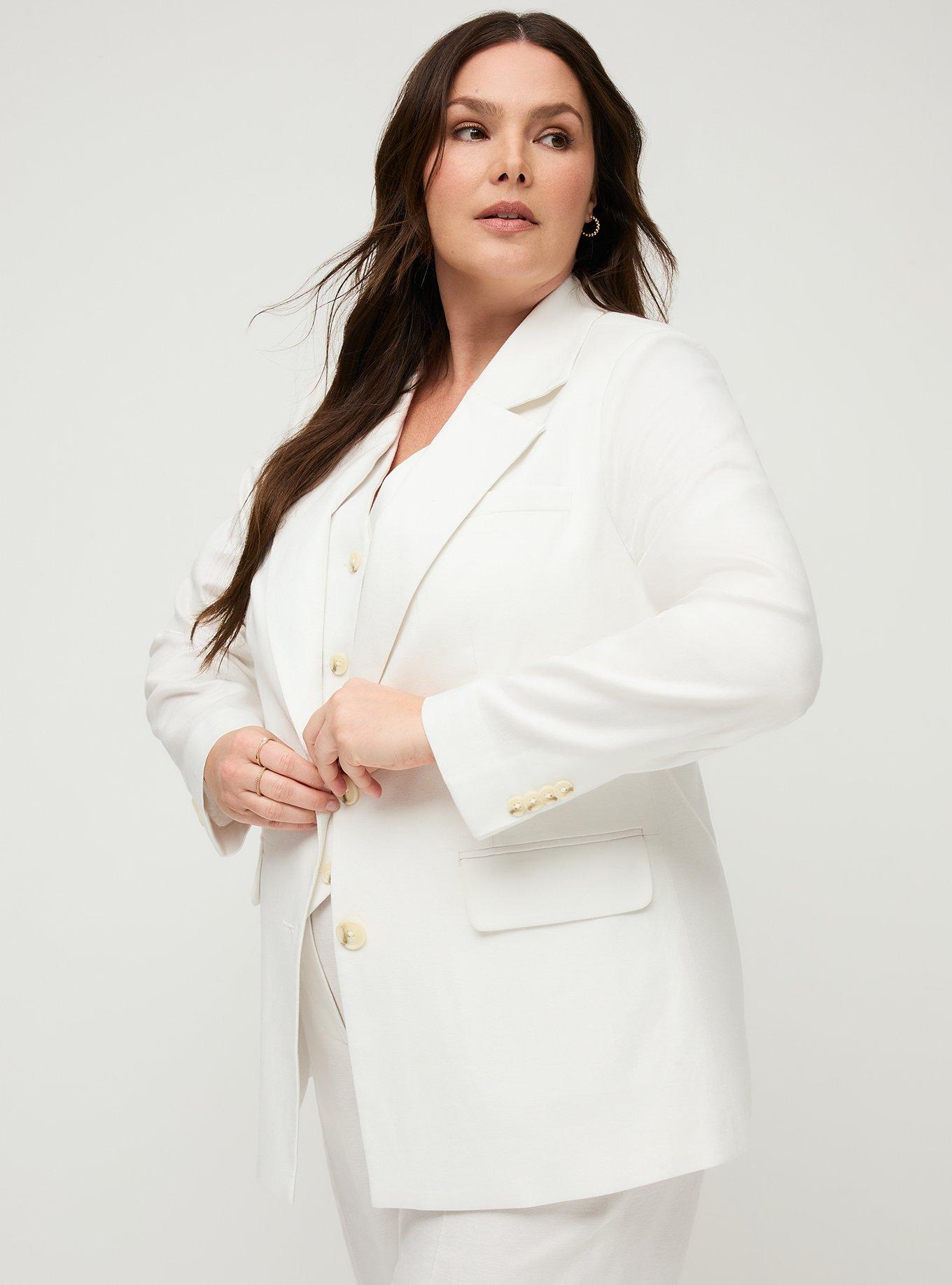 Studio Classic Linen-Blend Blazer, BLANC DE BLANC, alternate