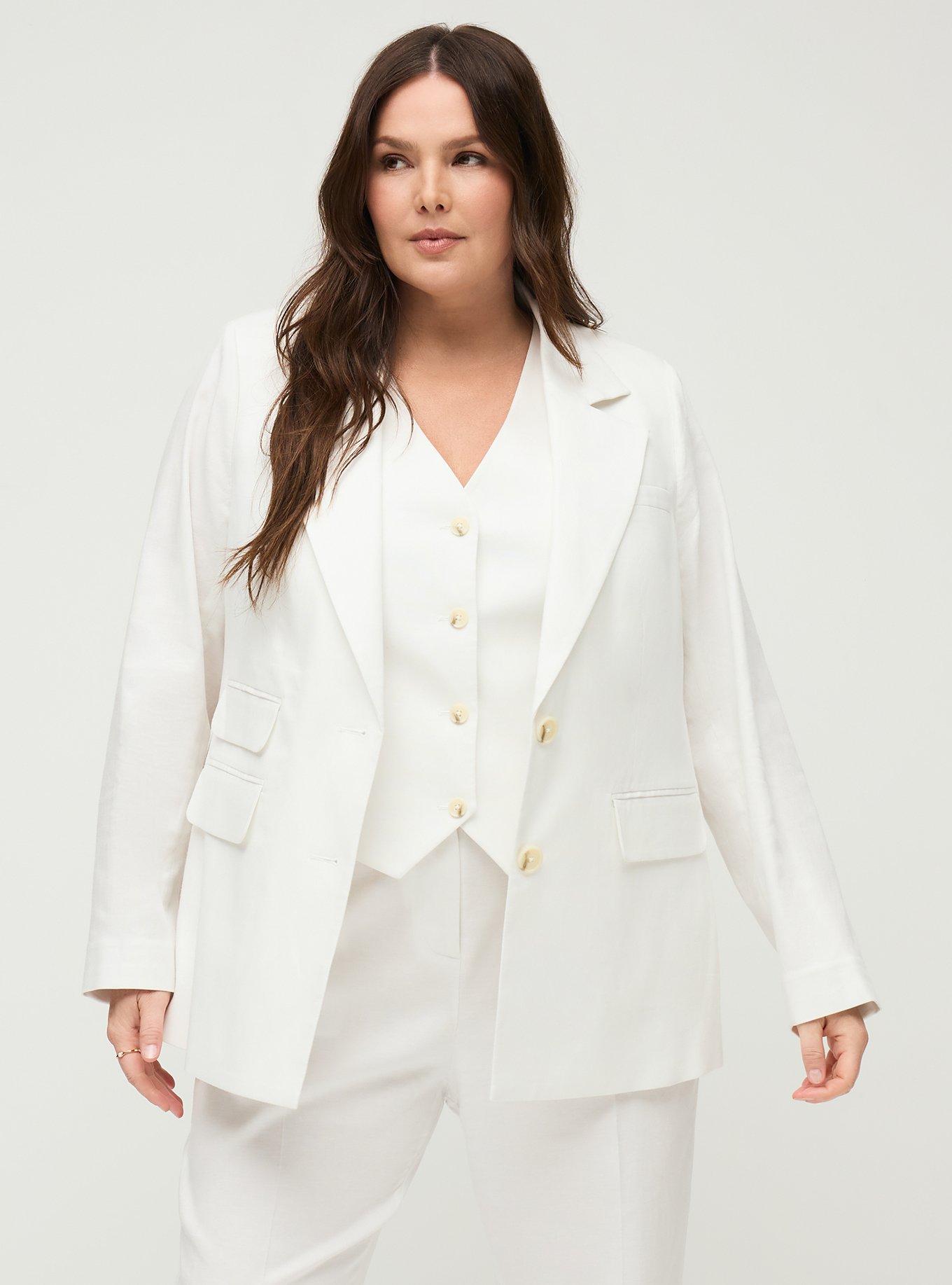 Studio Classic Linen-Blend Blazer, BLANC DE BLANC, hi-res