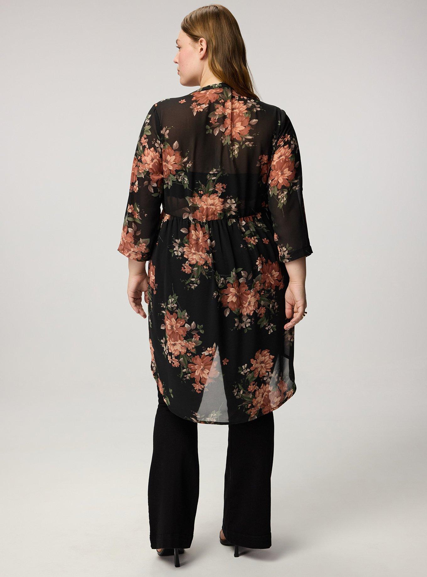 Lexie Hi-Low Tunic Babydoll Top, CELEBRATION FLORAL BLACK, alternate