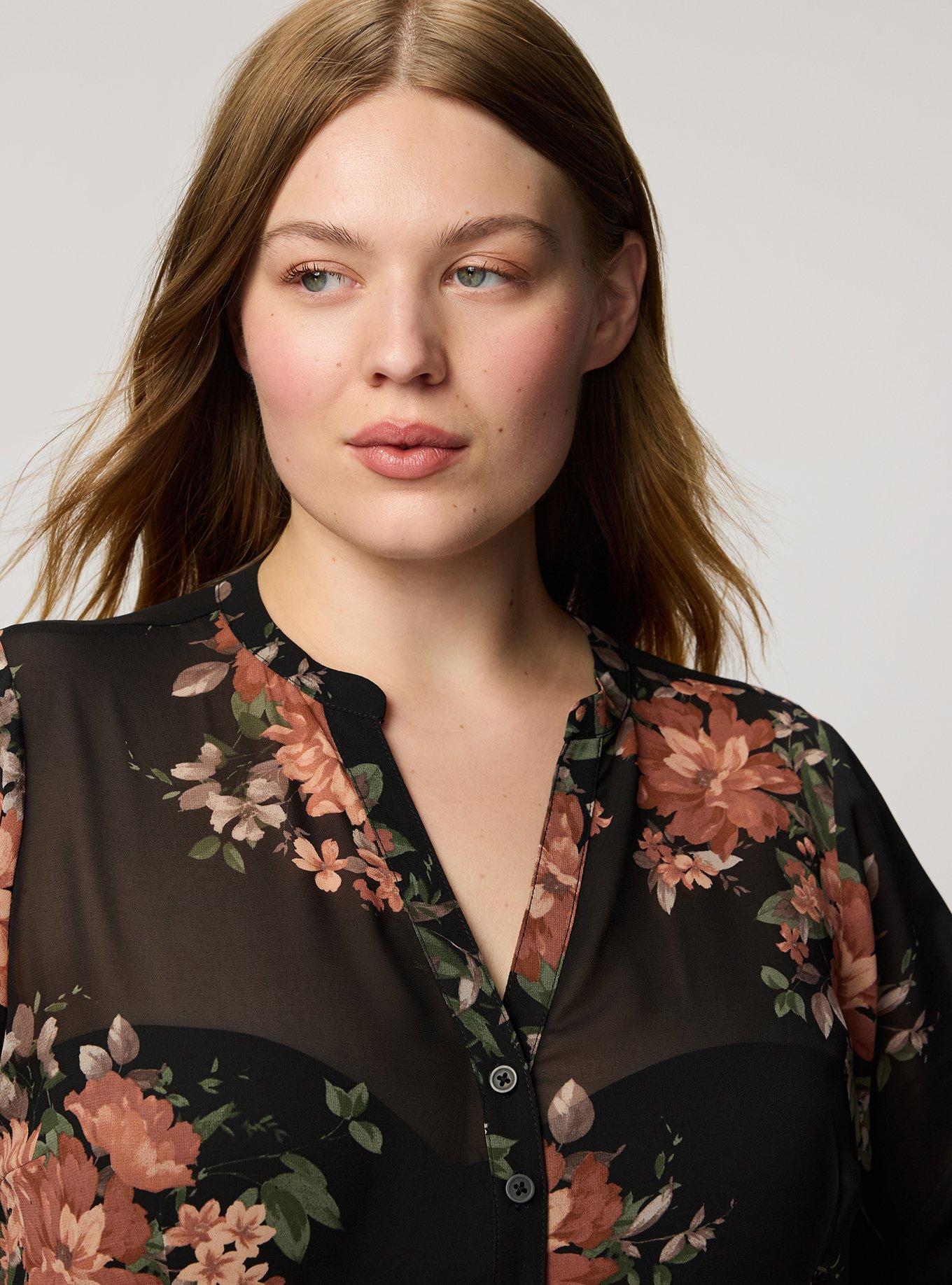 Lexie Hi-Low Tunic Babydoll Top, CELEBRATION FLORAL BLACK, alternate