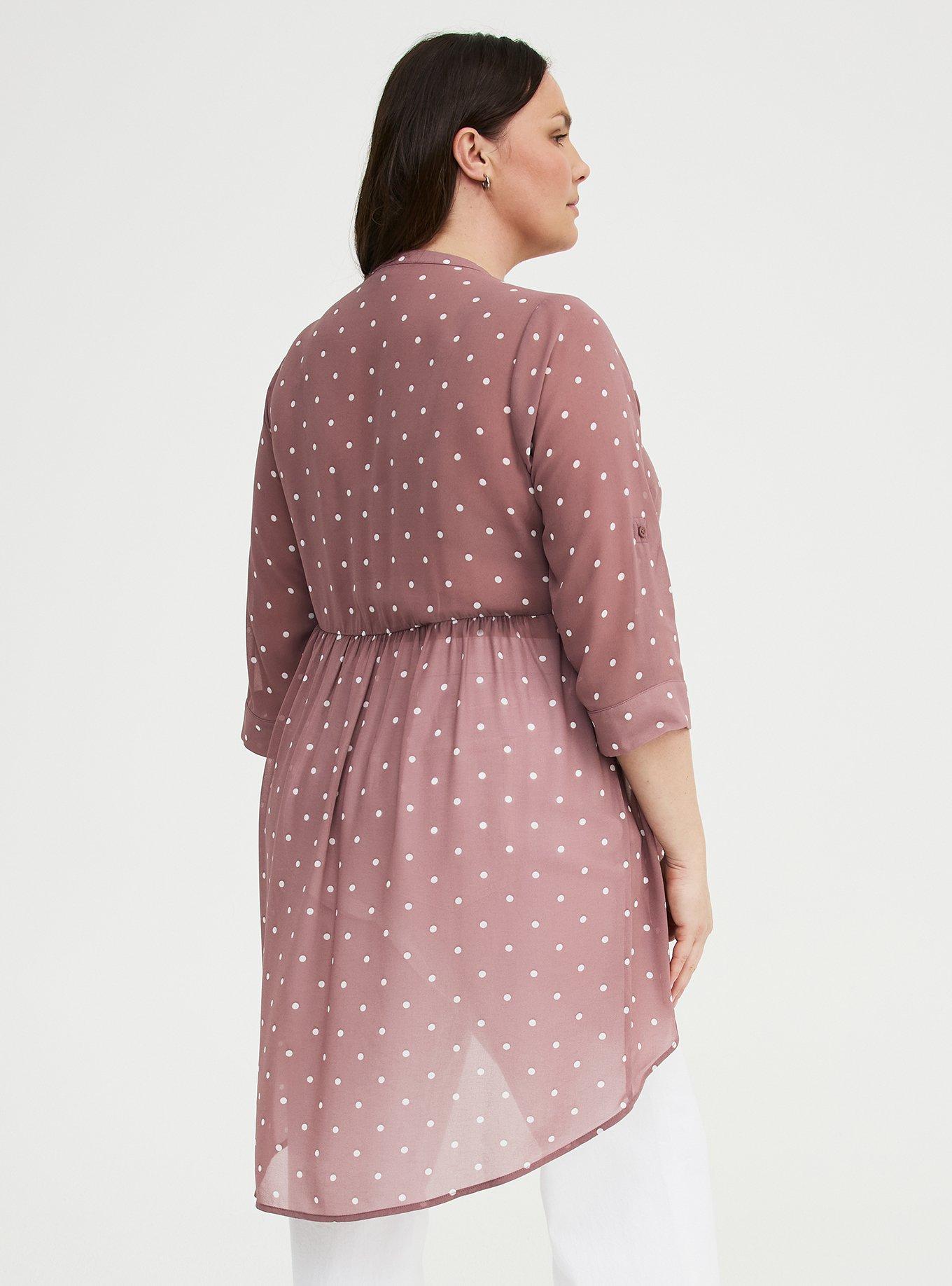 Lexie Babydoll Hi-Low Tunic Top, HONEY DOTS ROSE TAUPE, alternate