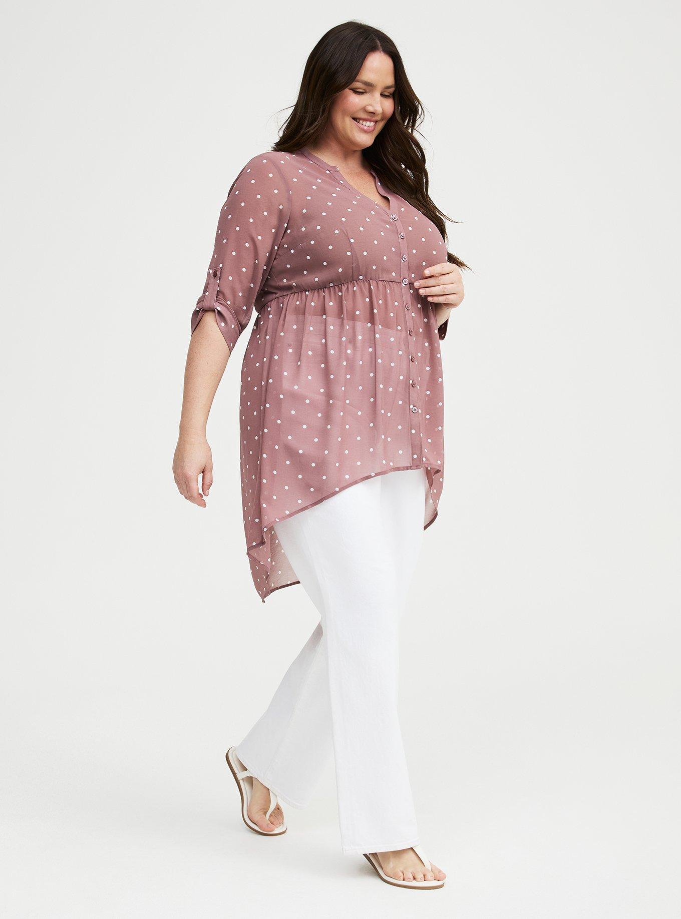 Lexie Babydoll Hi-Low Tunic Top, HONEY DOTS ROSE TAUPE, alternate