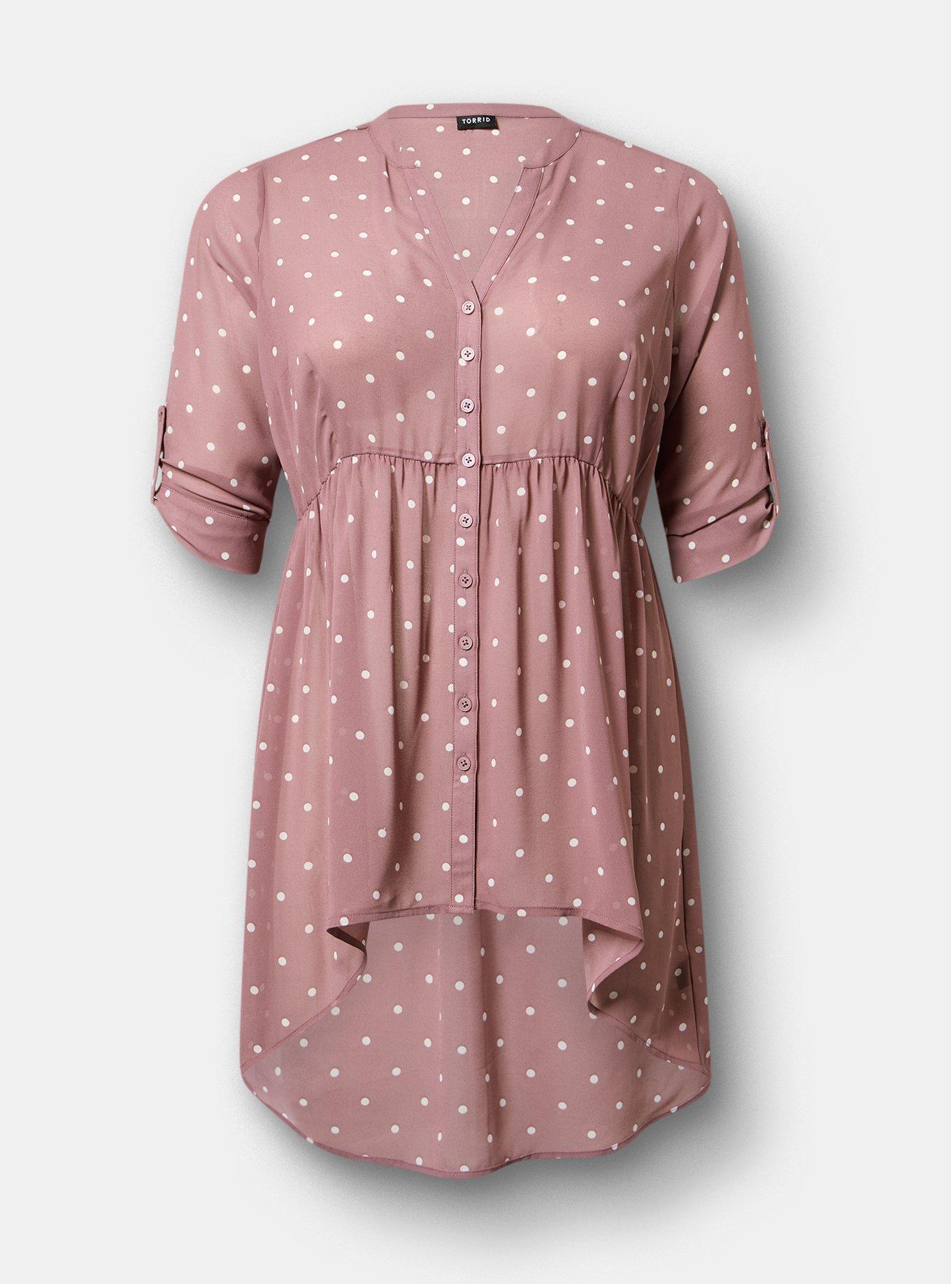 Lexie Babydoll Hi-Low Tunic Top, HONEY DOTS ROSE TAUPE, hi-res