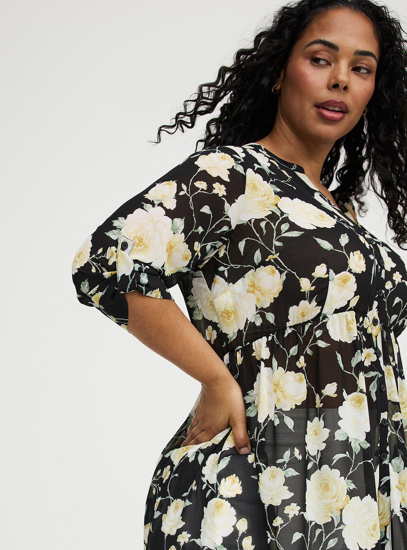 Lexie Babydoll Hi-Low Tunic Top, ROMANCE FLORAL BLACK, alternate