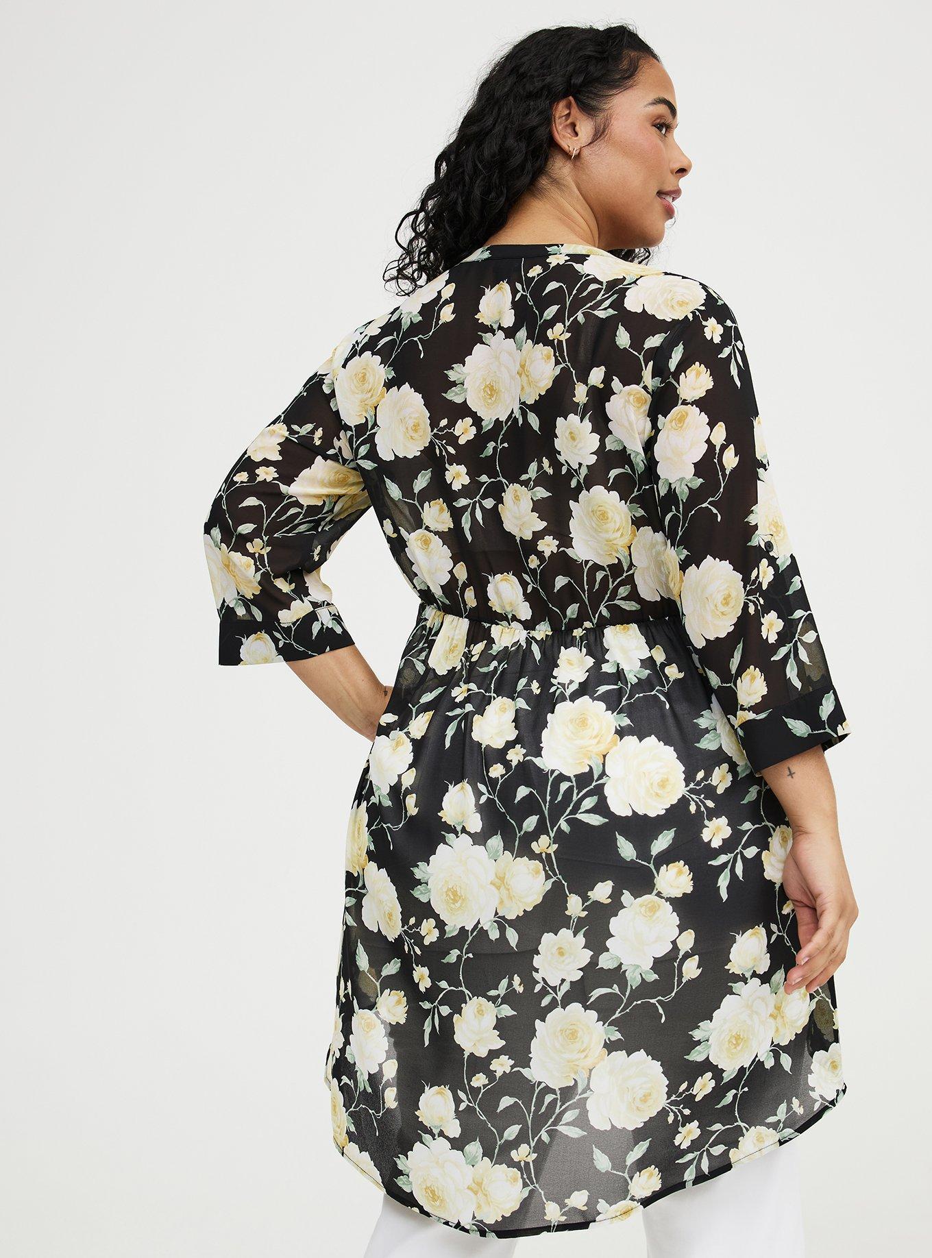 Lexie Babydoll Hi-Low Tunic Top, ROMANCE FLORAL BLACK, alternate