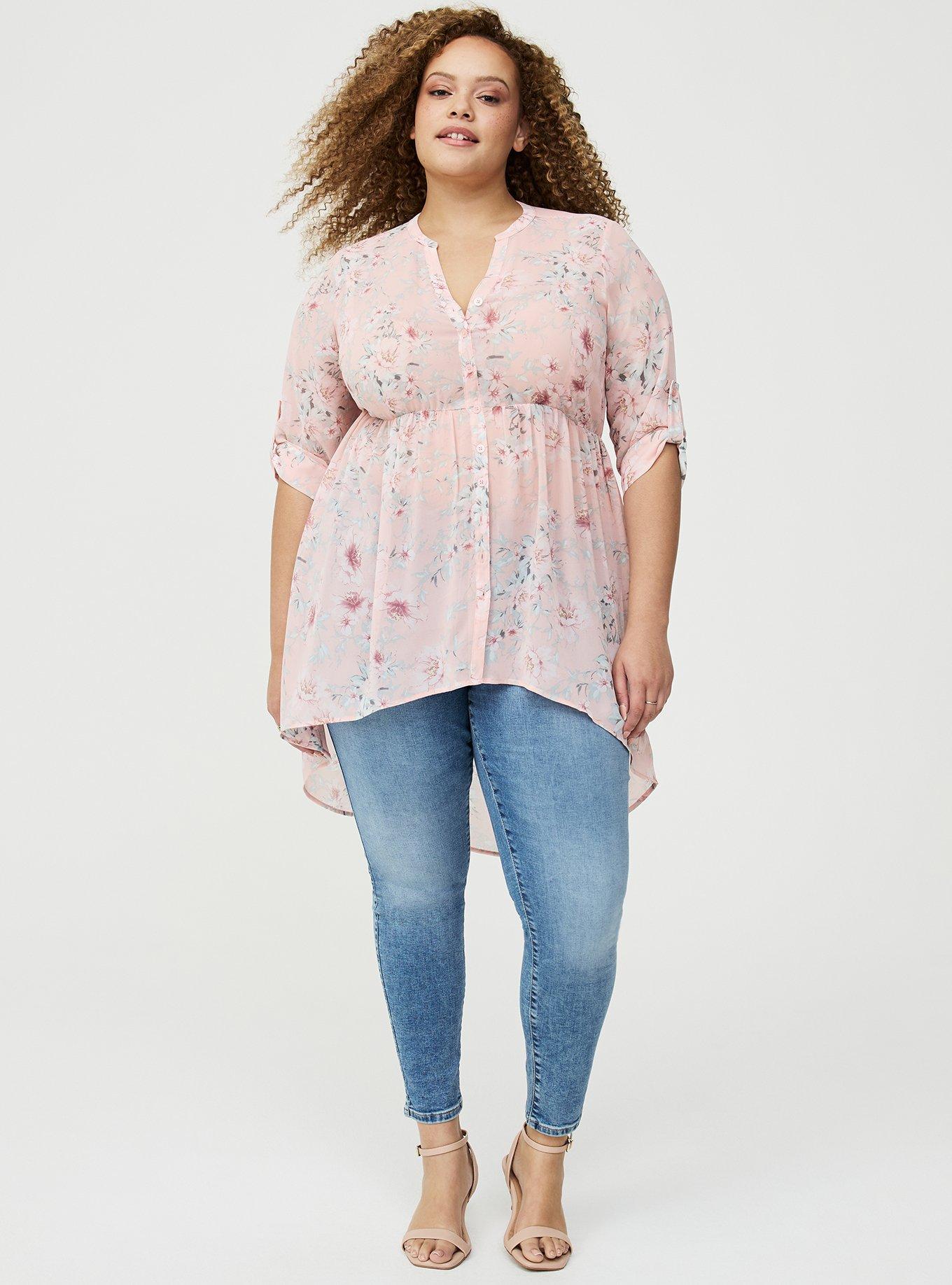 Lexie Babydoll Hi-Low Tunic Top, LOLLA FLORAL PINK, alternate