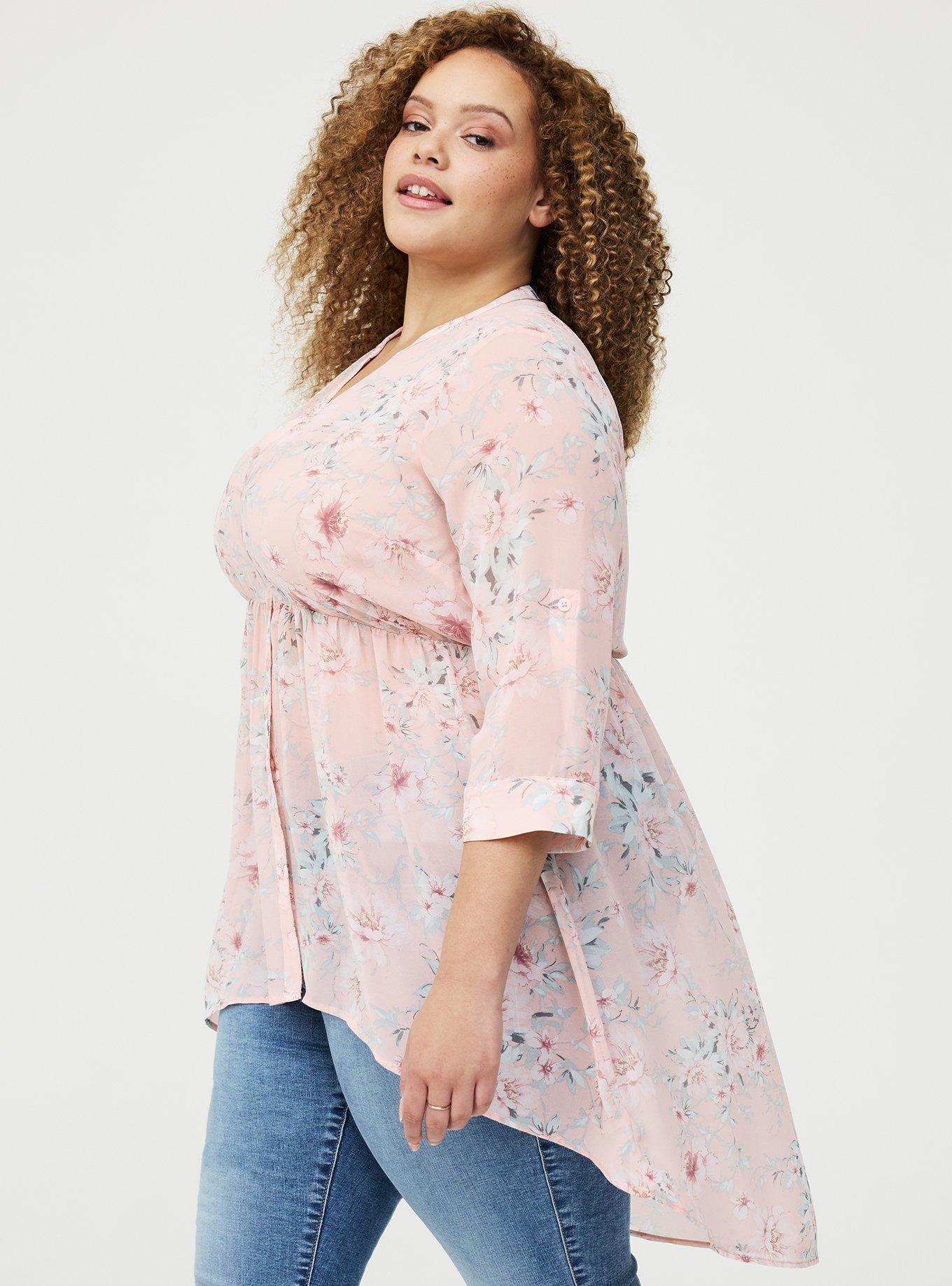 Lexie Babydoll Hi-Low Tunic Top, LOLLA FLORAL PINK, alternate