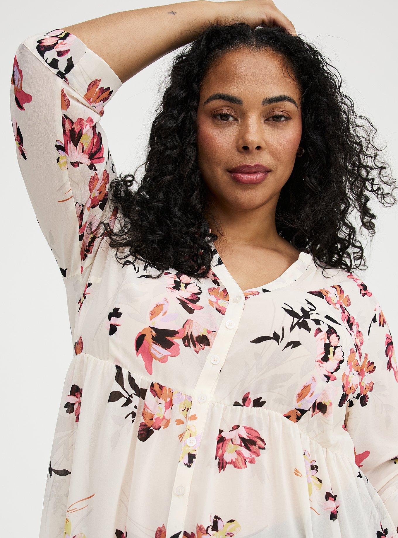 Lexie Babydoll Hi-Low Tunic Top, NEW SWOOP FLORAL PRISTIN, alternate