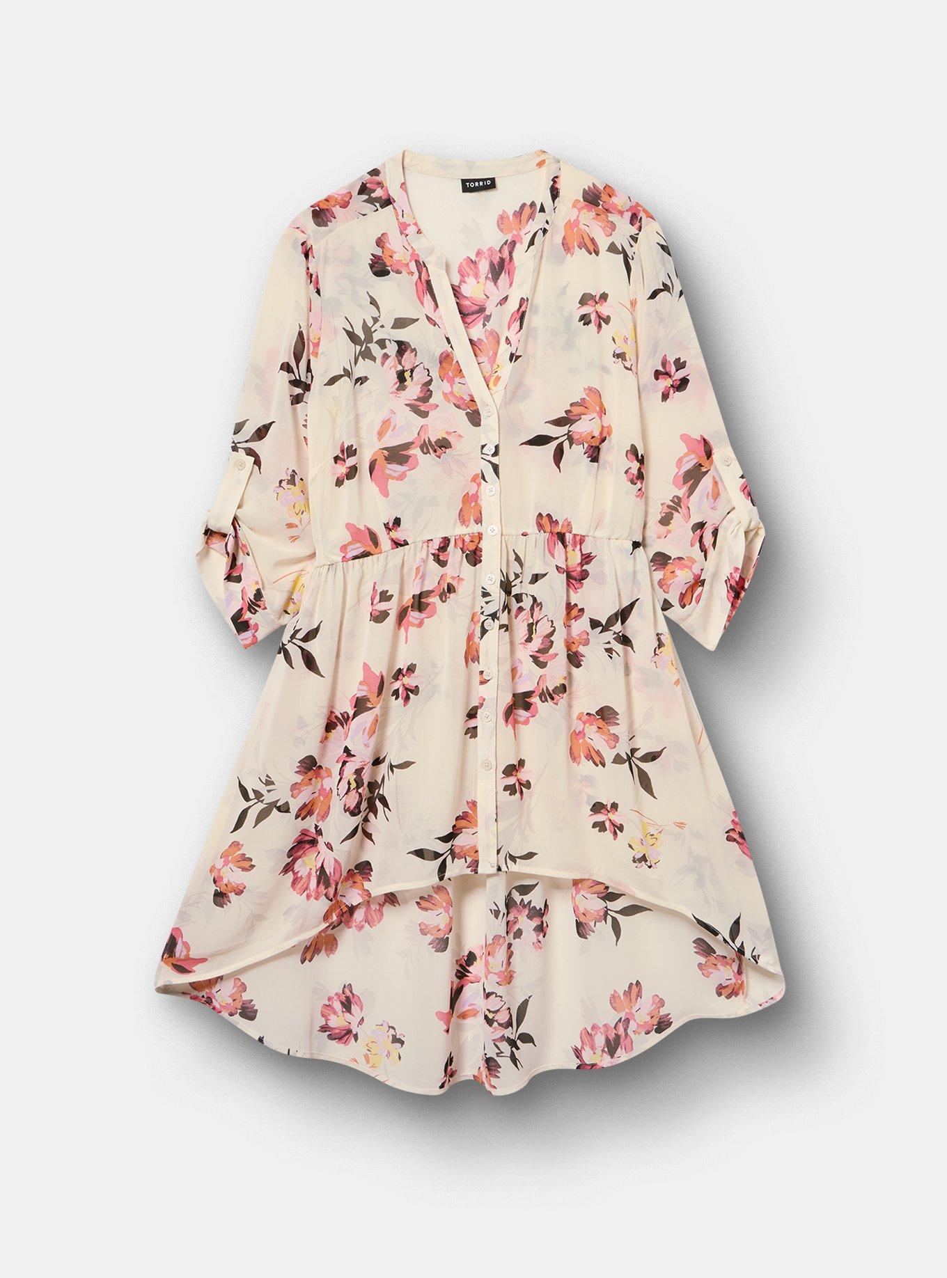 Plus Size Lexie Hi-Low Tunic Babydoll Top, NEW SWOOP FLORAL PRISTIN, hi-res