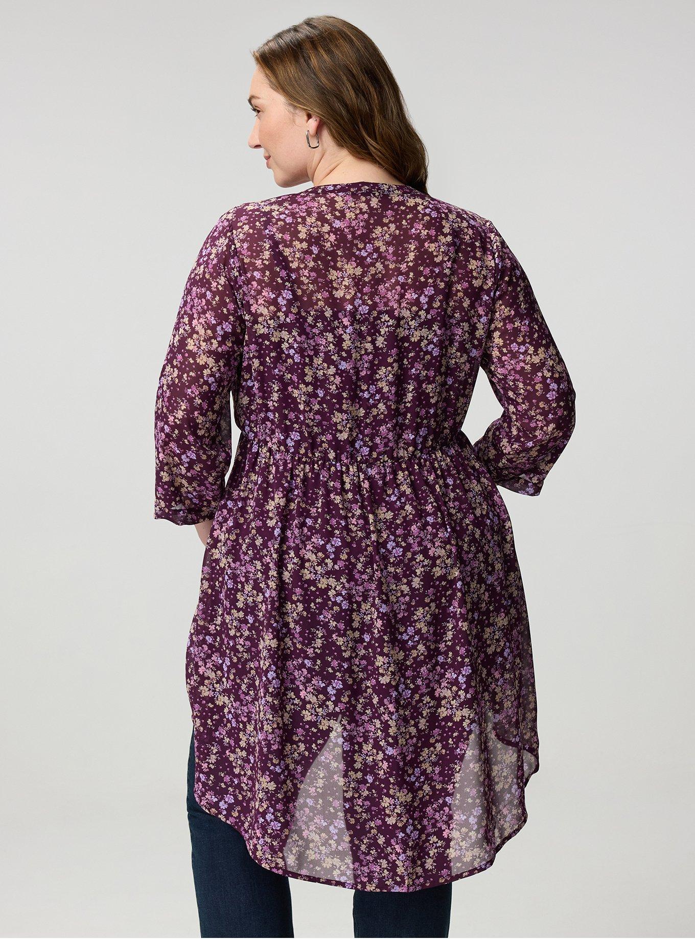 Lexie Hi-Low Tunic Babydoll Top, MAEVE DITSY FLORAL PLUM, alternate