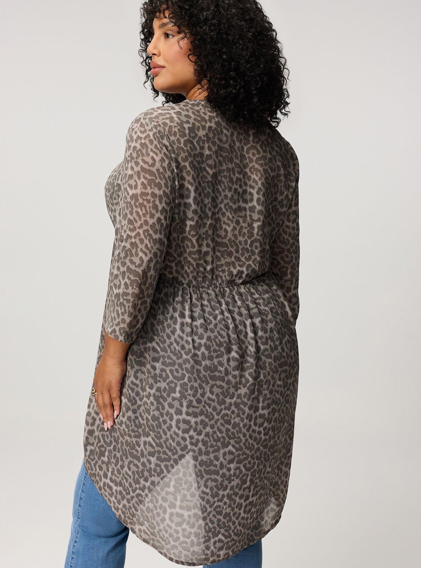 Lexie Hi-Low Tunic Babydoll Top, ON THE PROWL LEOPARD LIGHT BROWN, alternate