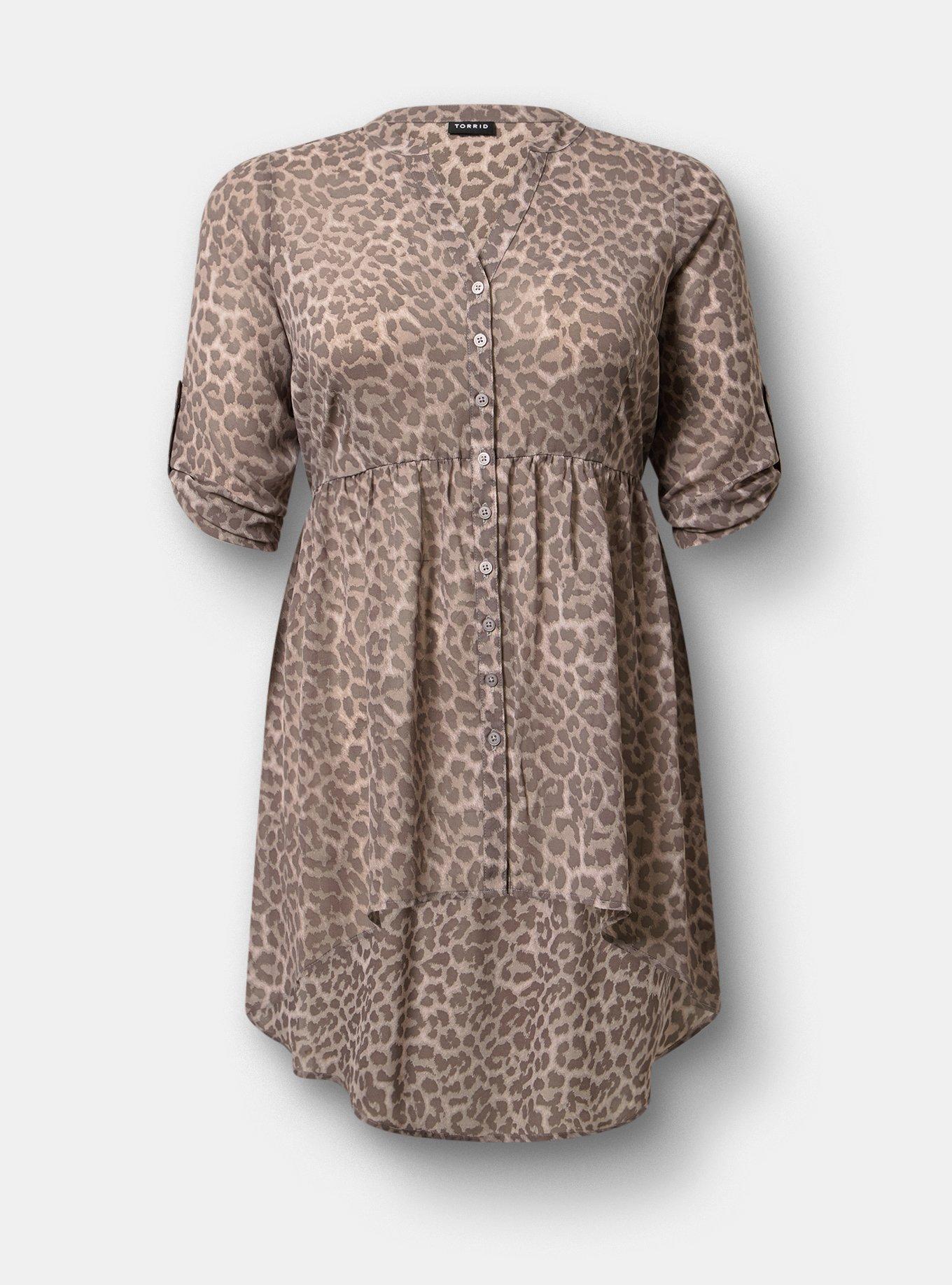 Lexie Hi-Low Tunic Babydoll Top, ON THE PROWL LEOPARD LIGHT BROWN, hi-res