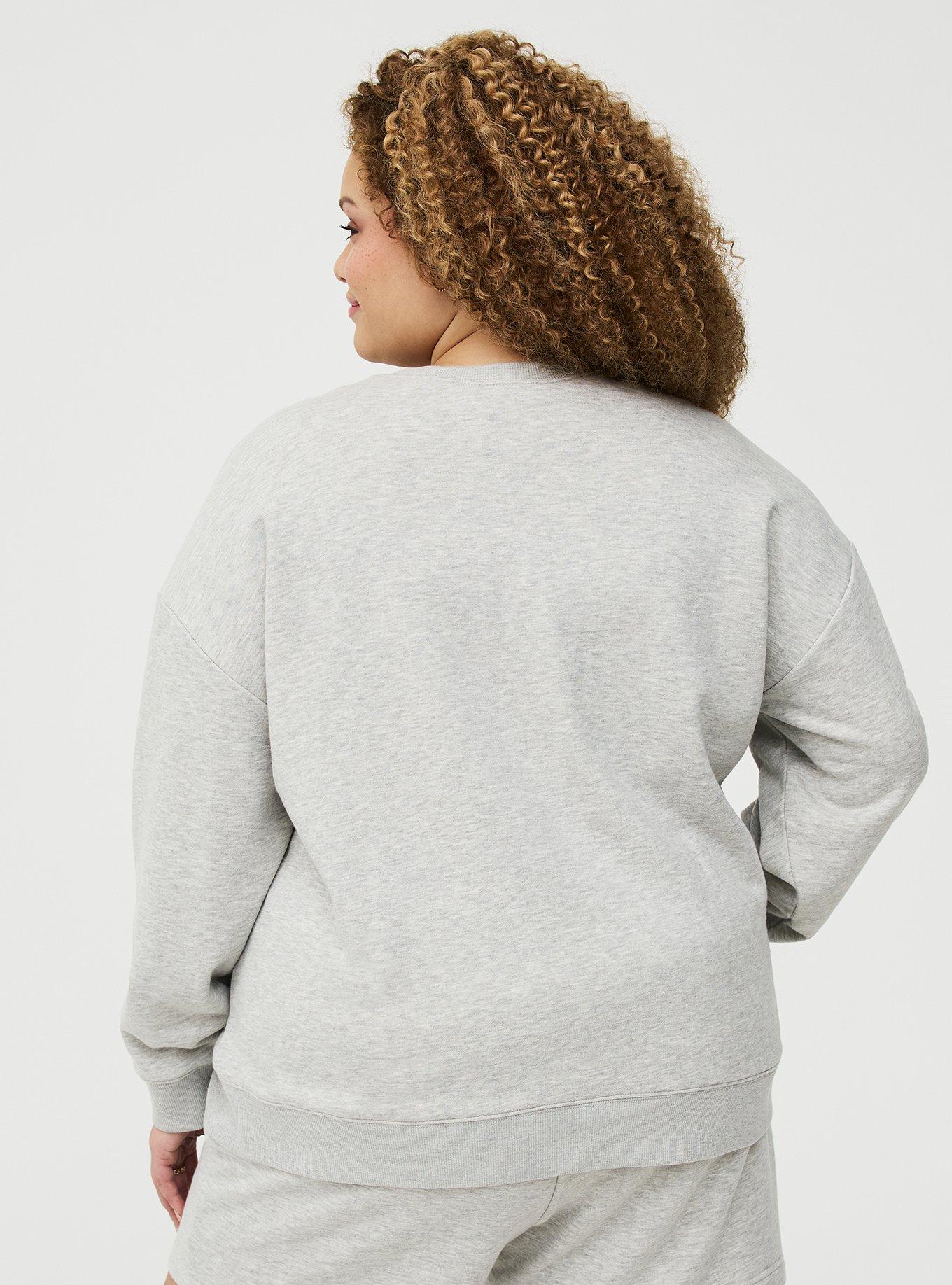 French Terry Drop Shoulder Relaxed Sweatshirt, LEMON BEADS LT HEATHER GREY, alternate