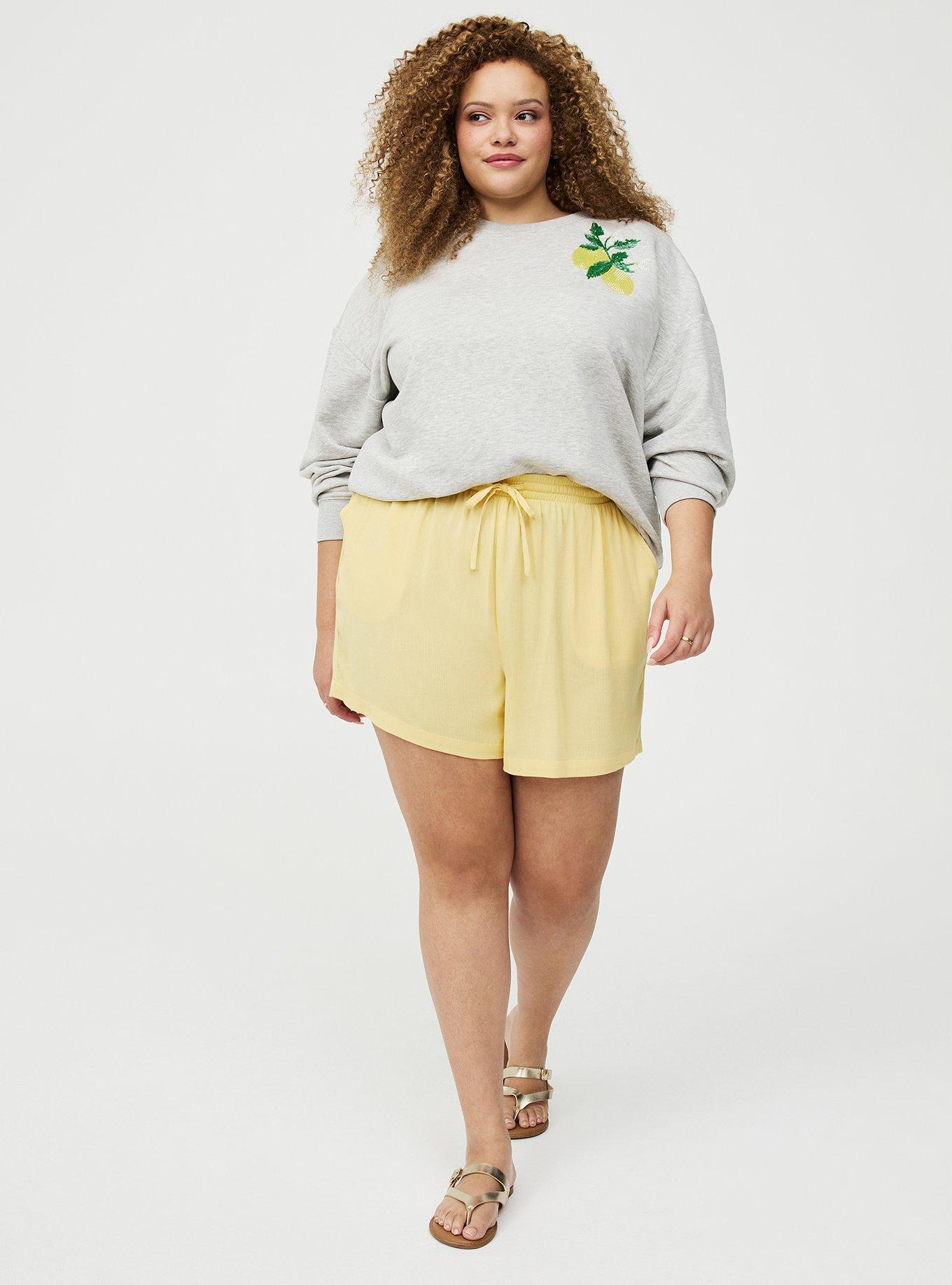 French Terry Drop Shoulder Relaxed Sweatshirt, LEMON BEADS LT HEATHER GREY, alternate